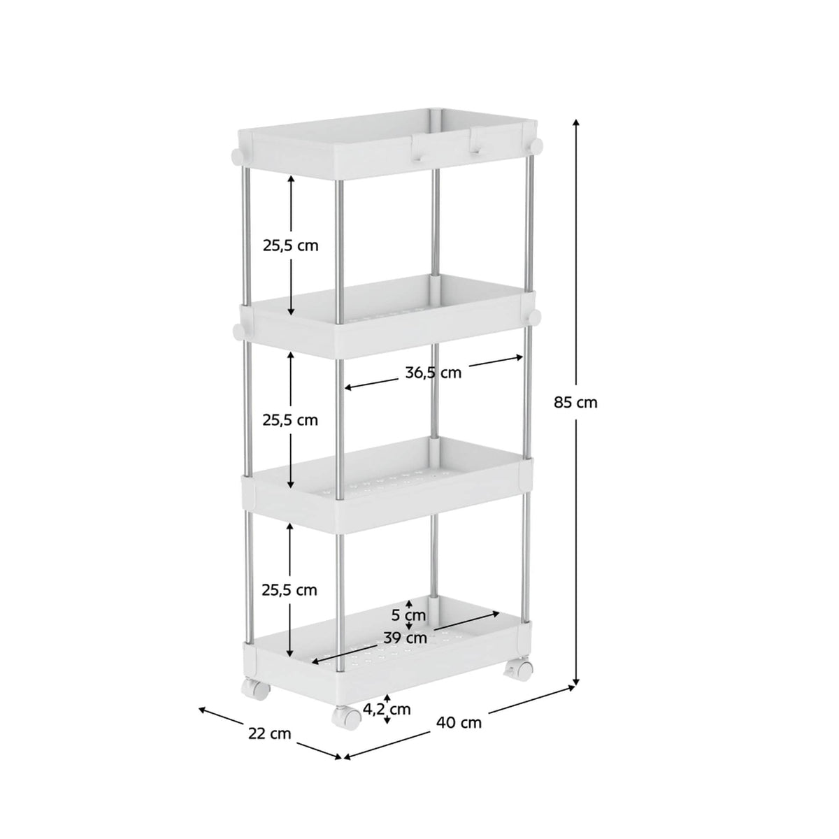 Etajera ALIOL TIP 3, alb, metal/plastic, 40x22x85 cm
