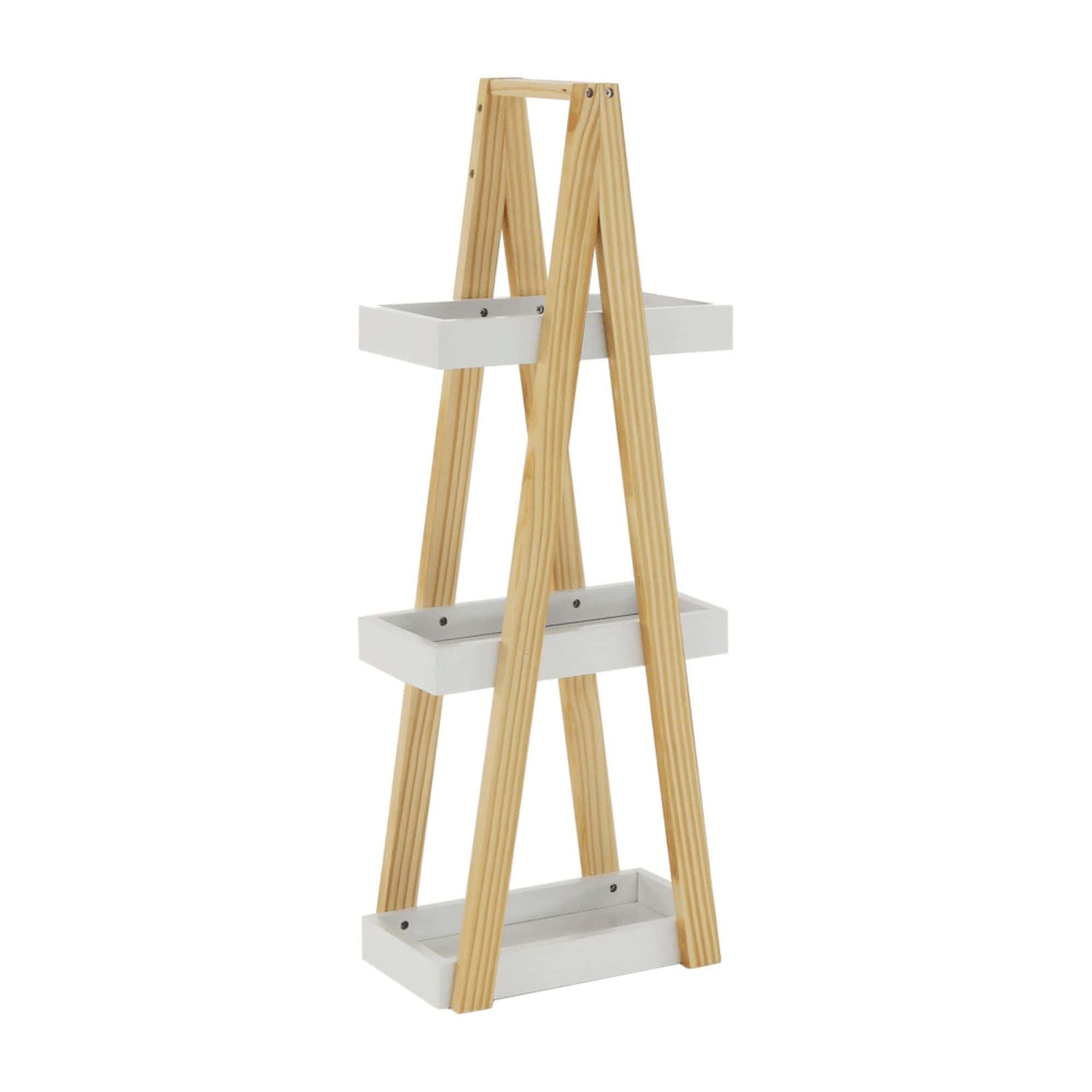 Etajera ARVEN, stejar natural/alb, lemn, 30x18x81 cm