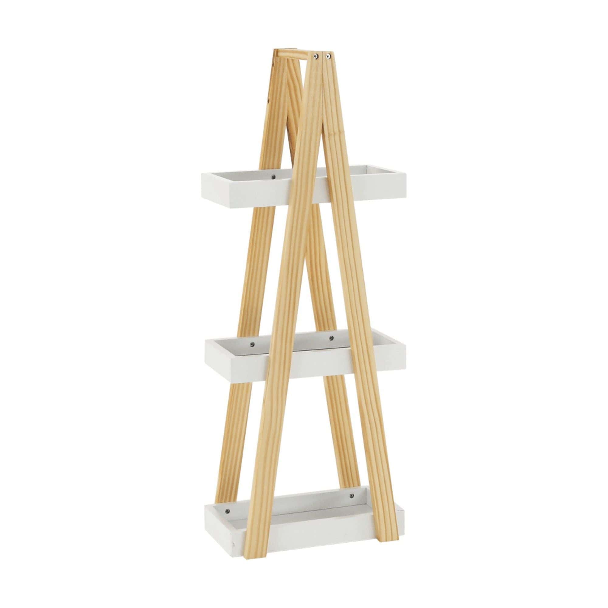 Etajera ARVEN, stejar natural/alb, lemn, 30x18x81 cm