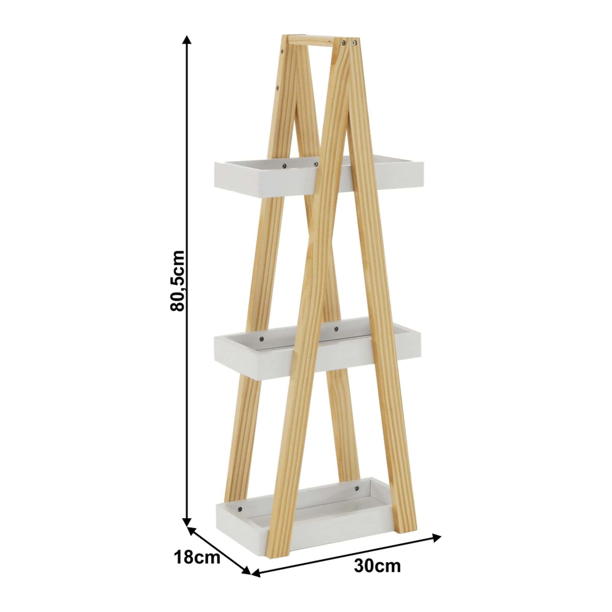 Etajera ARVEN, stejar natural/alb, lemn, 30x18x81 cm