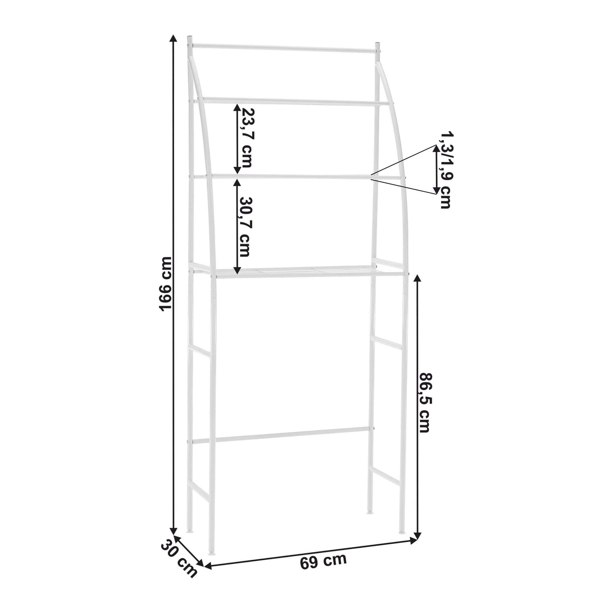 Etajera baie VIMERA, alb, metal, 69x30x166 cm