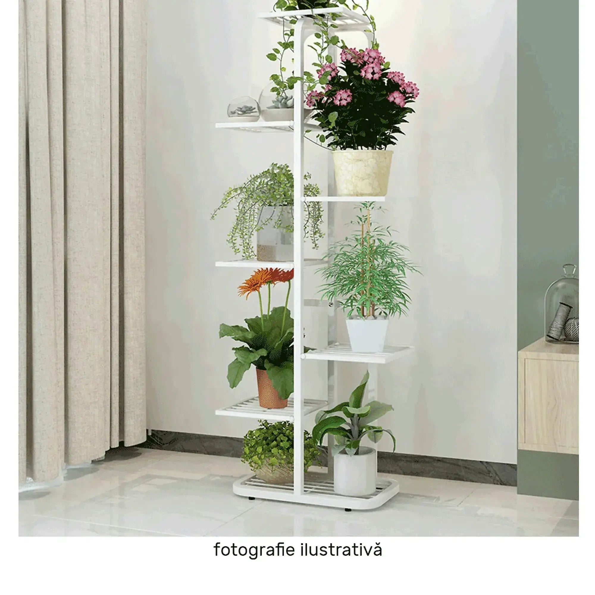 Etajera BAMIR TIP 2, alb, metal, 43x22x126 cm