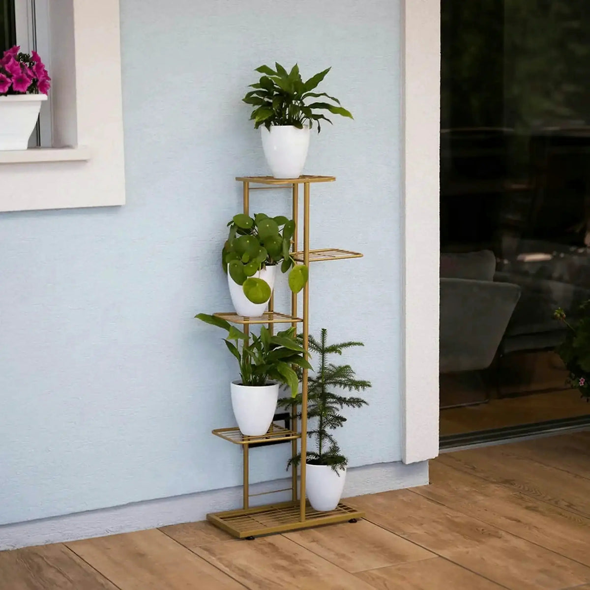 Etajera BAMIR TIP 3, auriu, metal, 44x22x108 cm