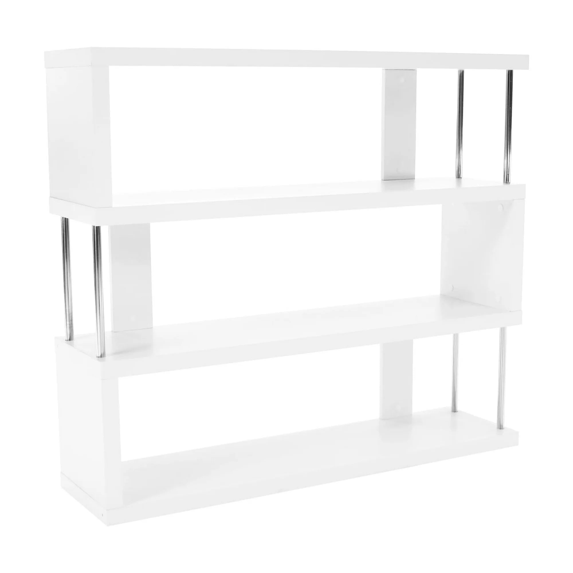 Etajera BENITO, alb/crom, PAL laminat/otel, 110x29x97 cm