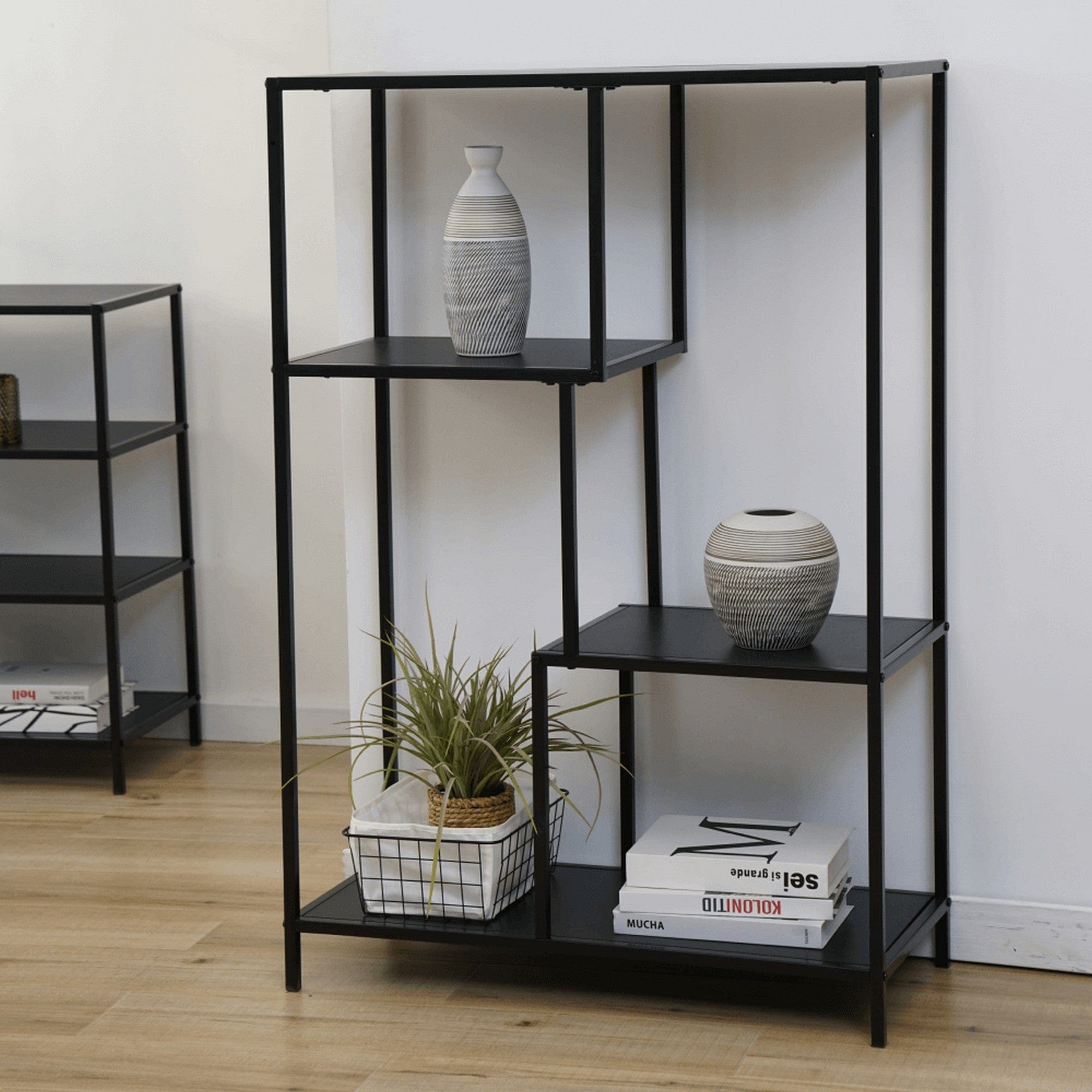 Etajera BILOTE TIP 1, negru, metal, 77x33x115 cm