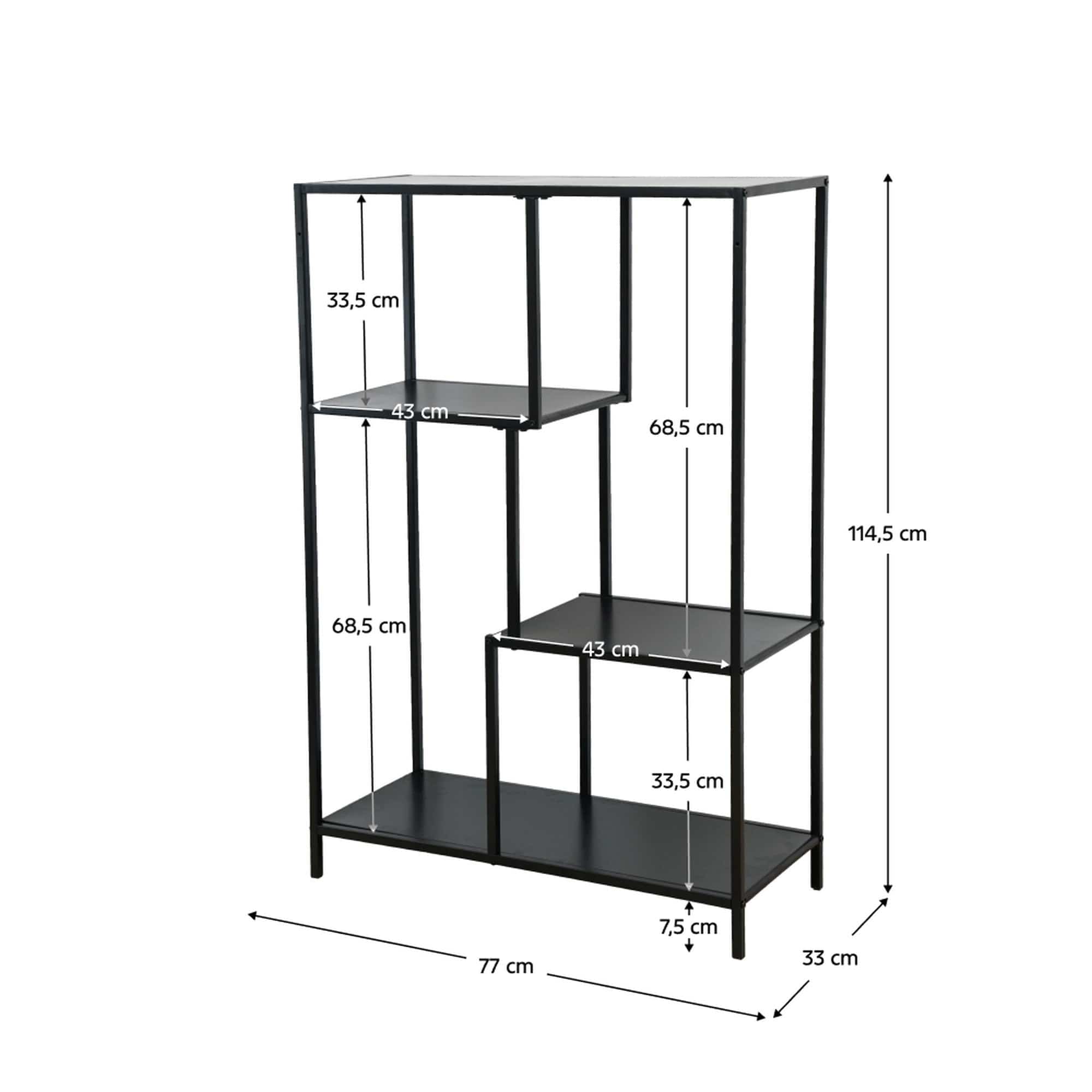 Etajera BILOTE TIP 1, negru, metal, 77x33x115 cm