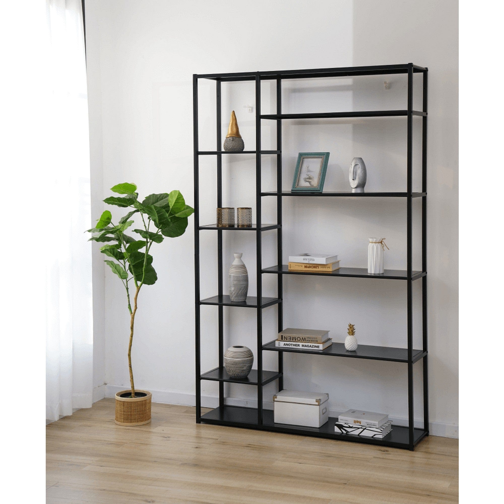 Etajera BILOTE TIP 4, negru, metal, 120x30x188 cm