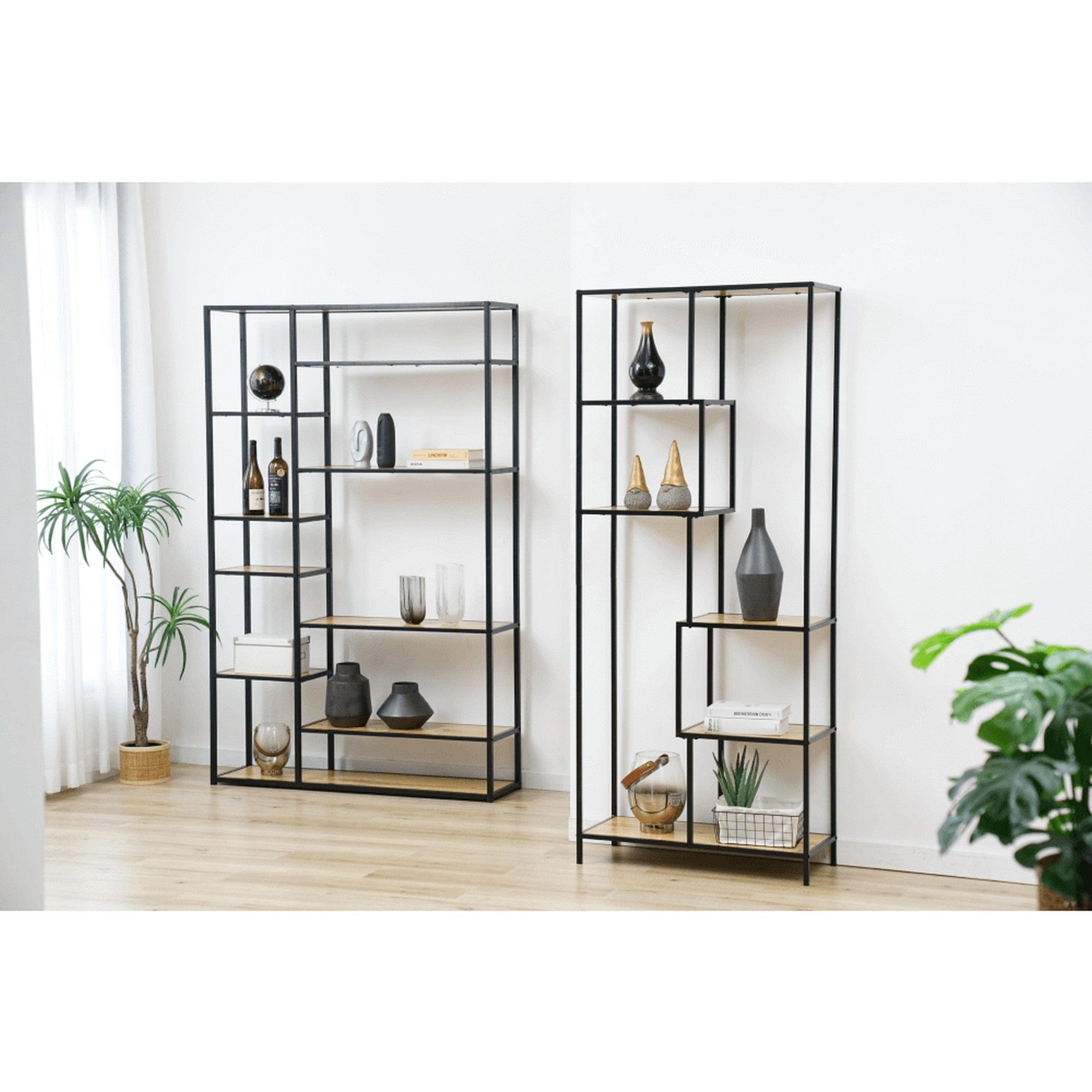 Etajera BILOTE TIP 4, stejar/negru, 120x30x188 cm