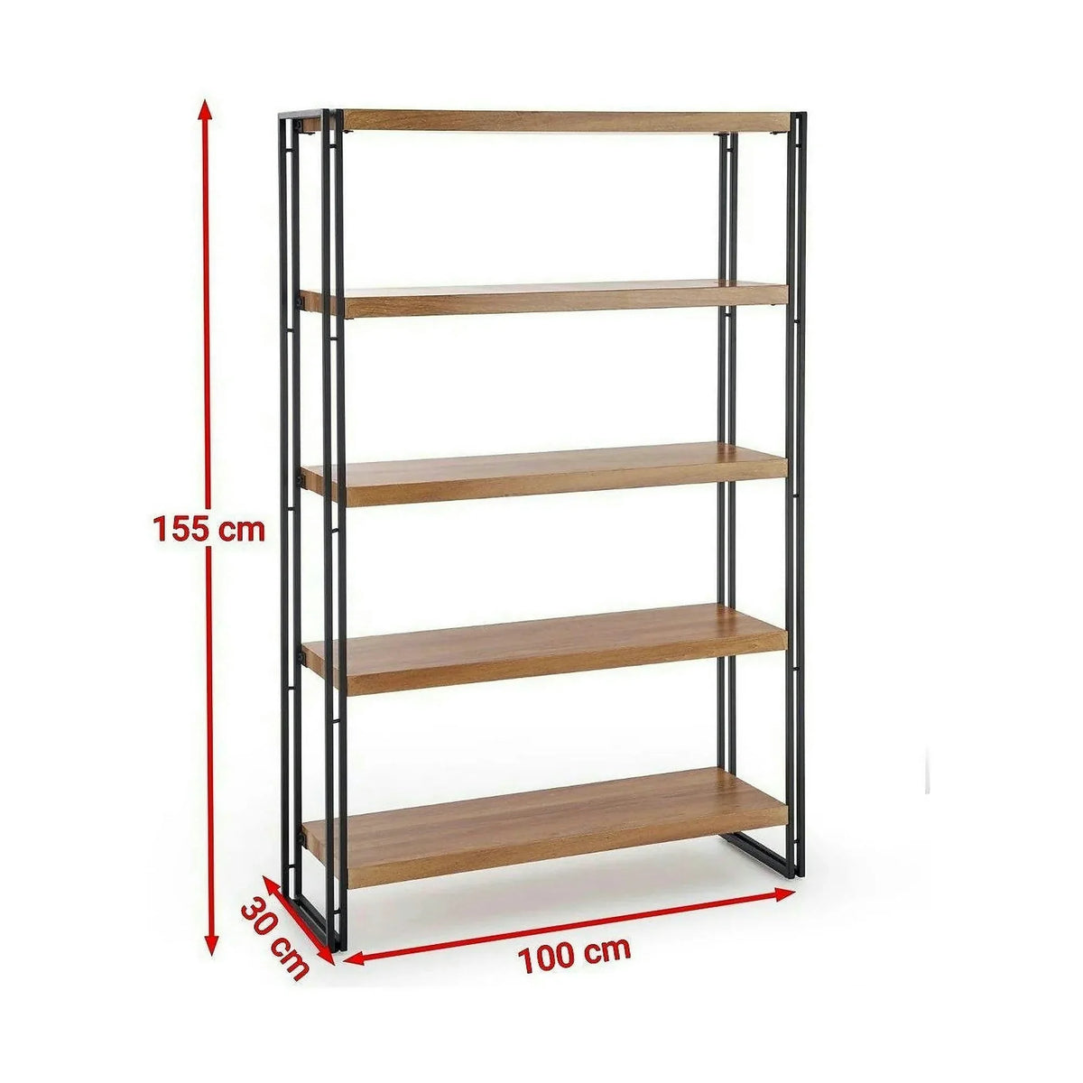 Etajera BOLIVAR REG2, stejar auriu/negru, 100x30x155 cm