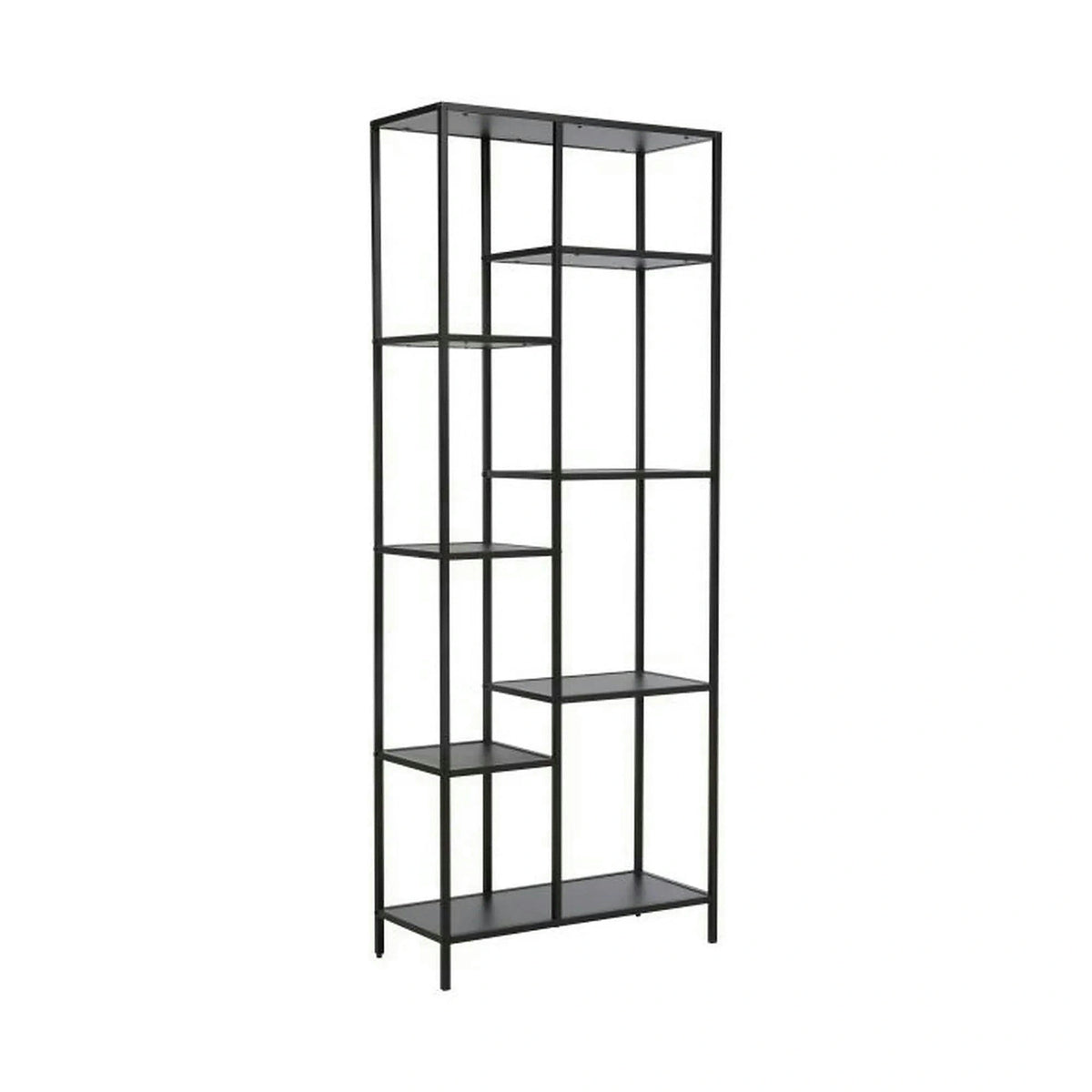 Etajera COSTA A, negru mat, PAL laminat/metal, 70x30x178 cm