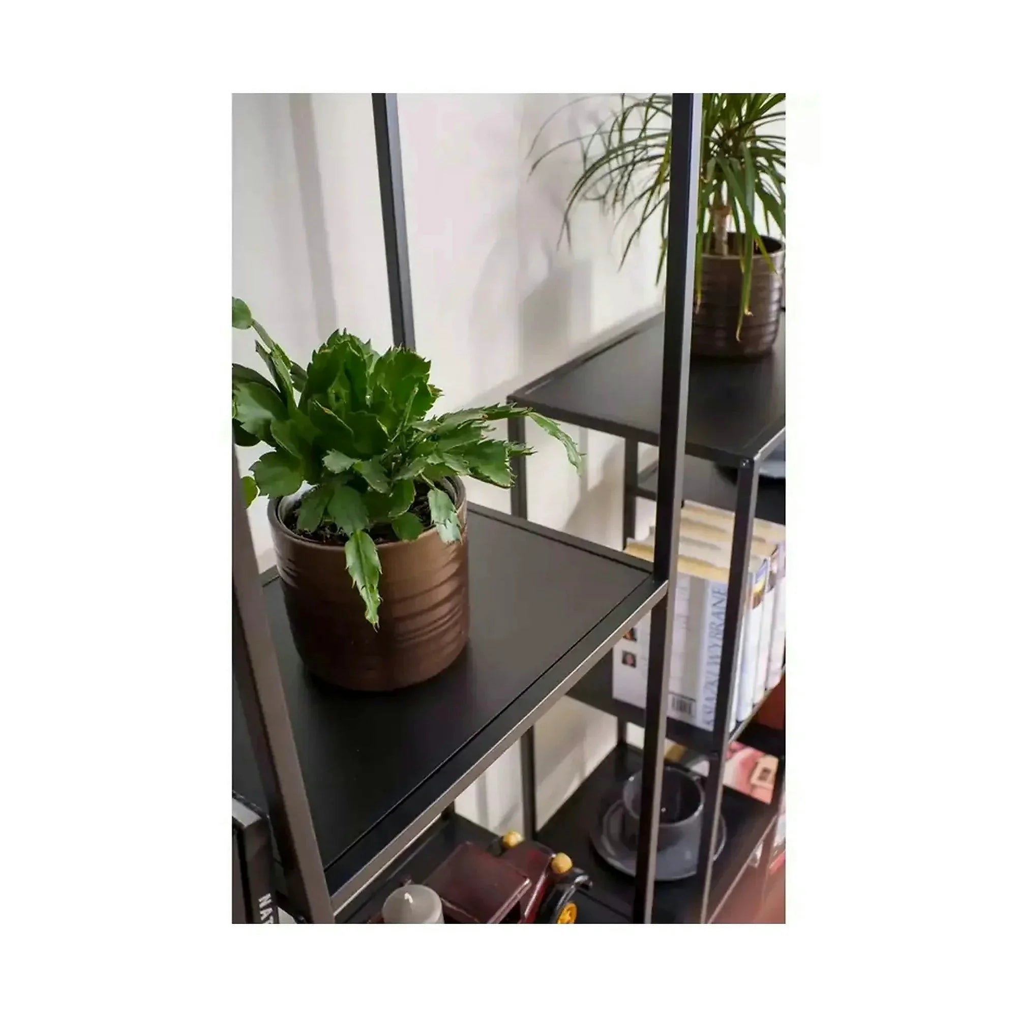 Etajera COSTA A, negru mat, PAL laminat/metal, 70x30x178 cm