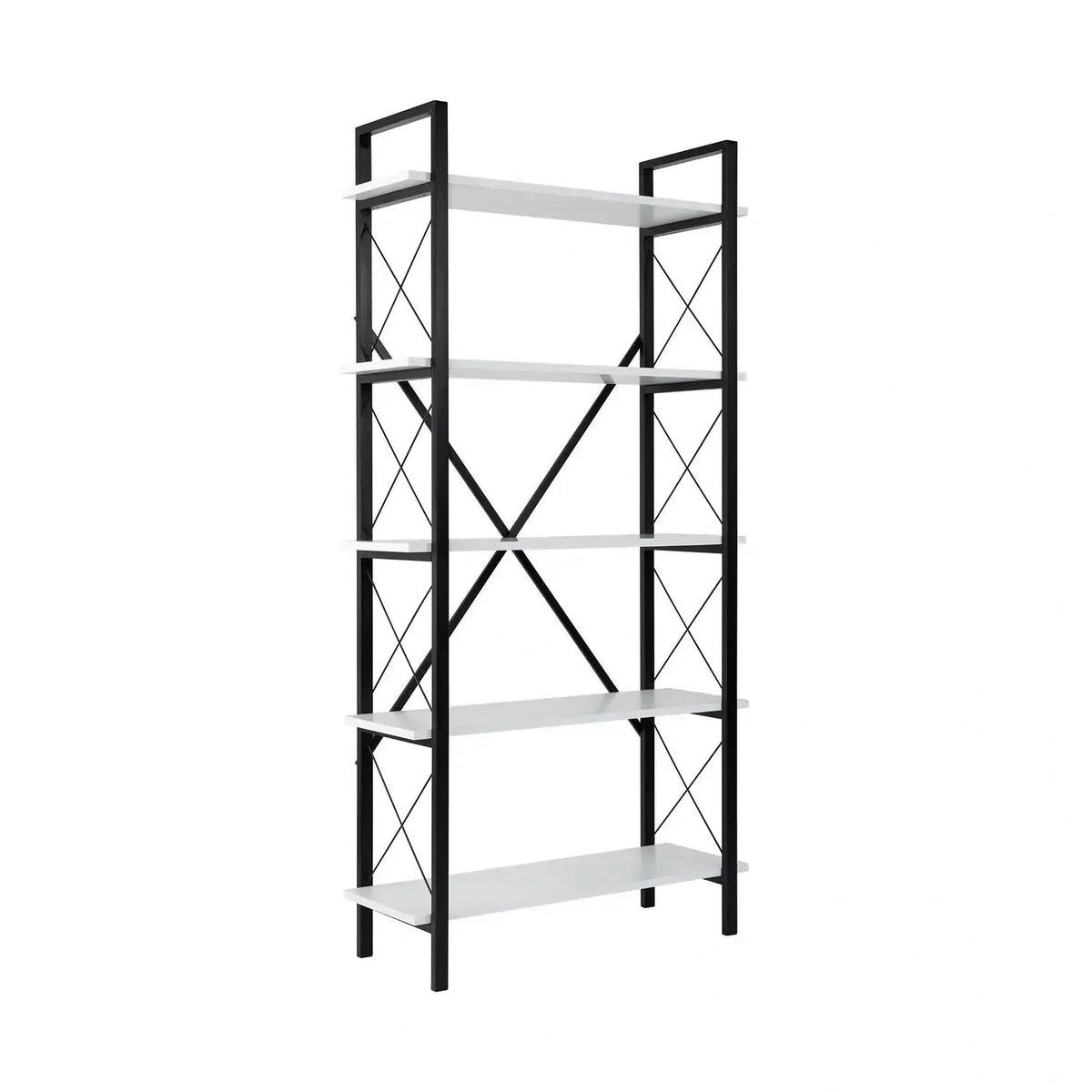 Etajera ELYSIAN, alb/negru, PAL/metal, 90x34x180 cm
