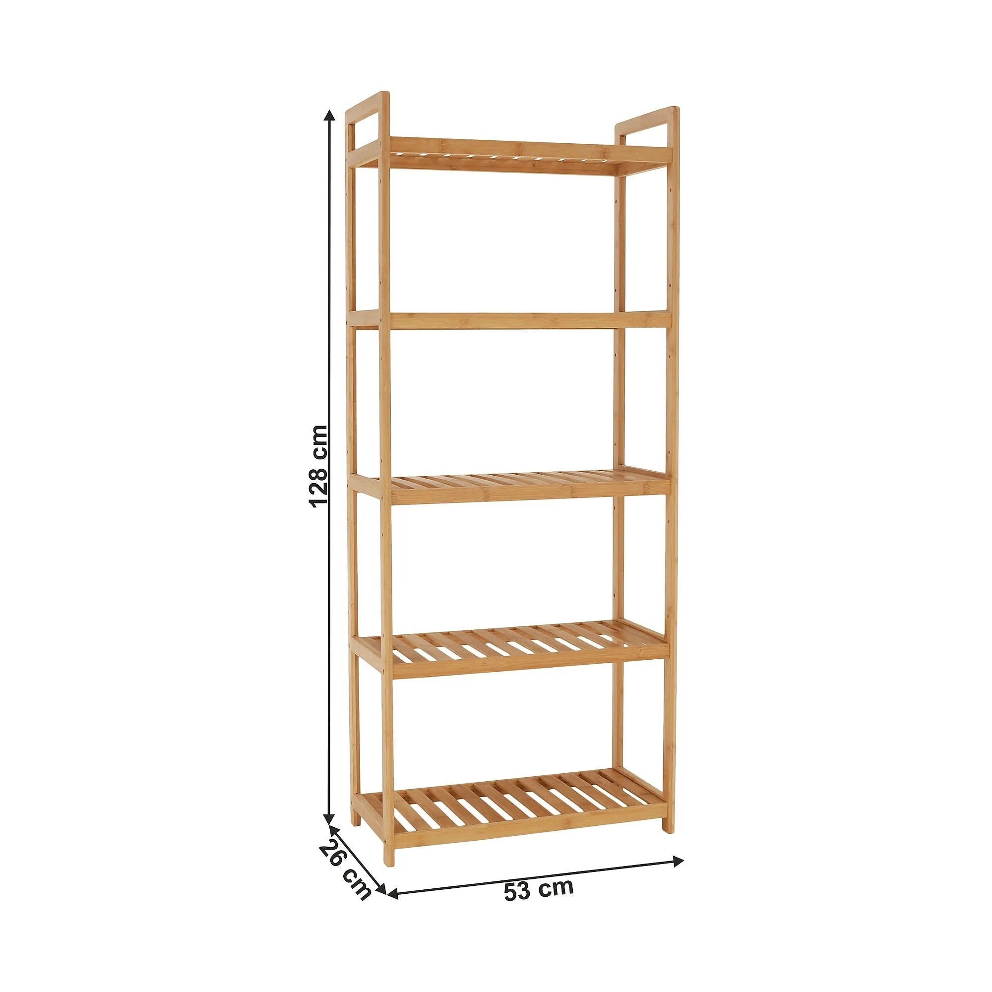Etajera FIORE TIP 3, bambus natural lacuit, 53x26x128 cm