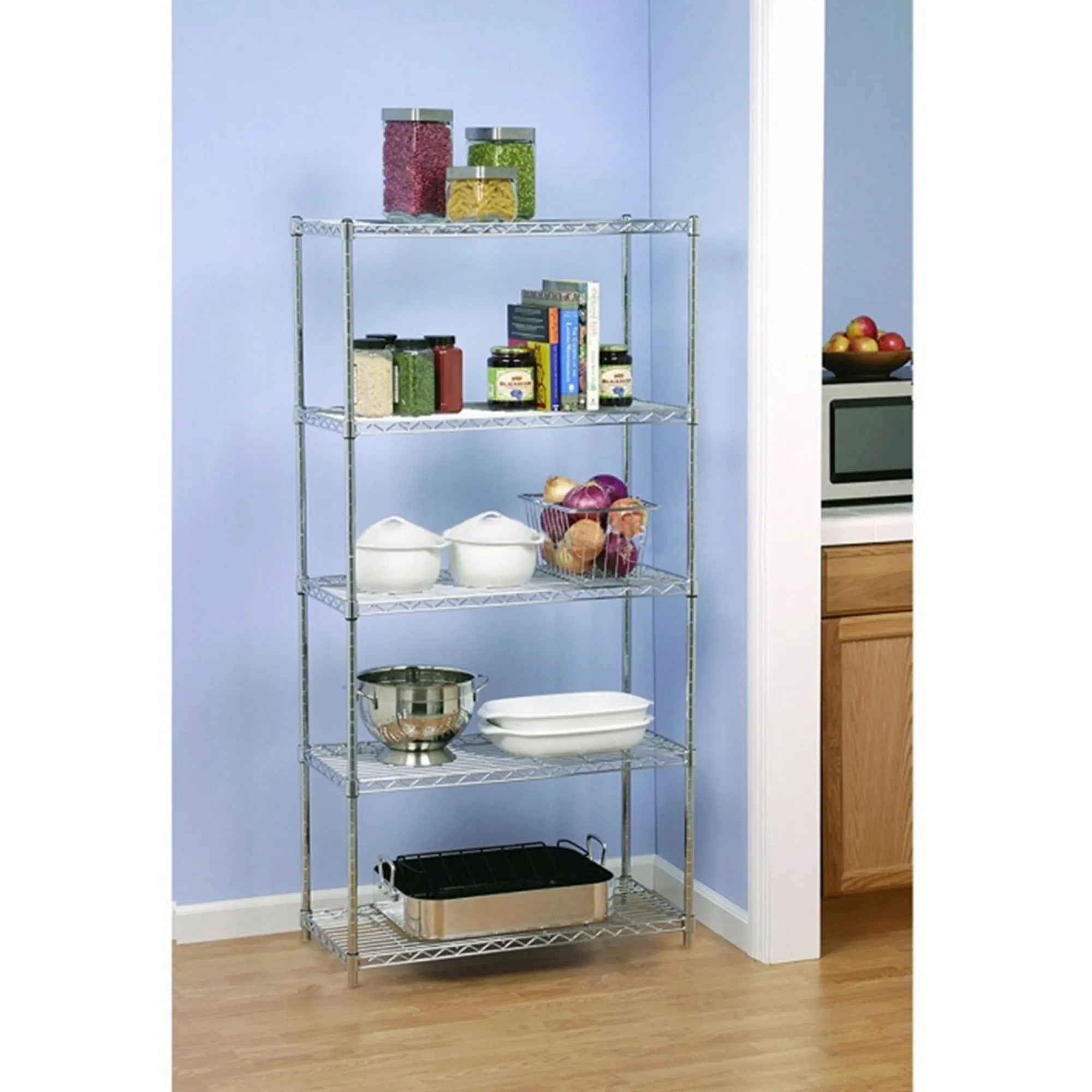 Etajera JUVEN, crom, otel, 90x45x180 cm