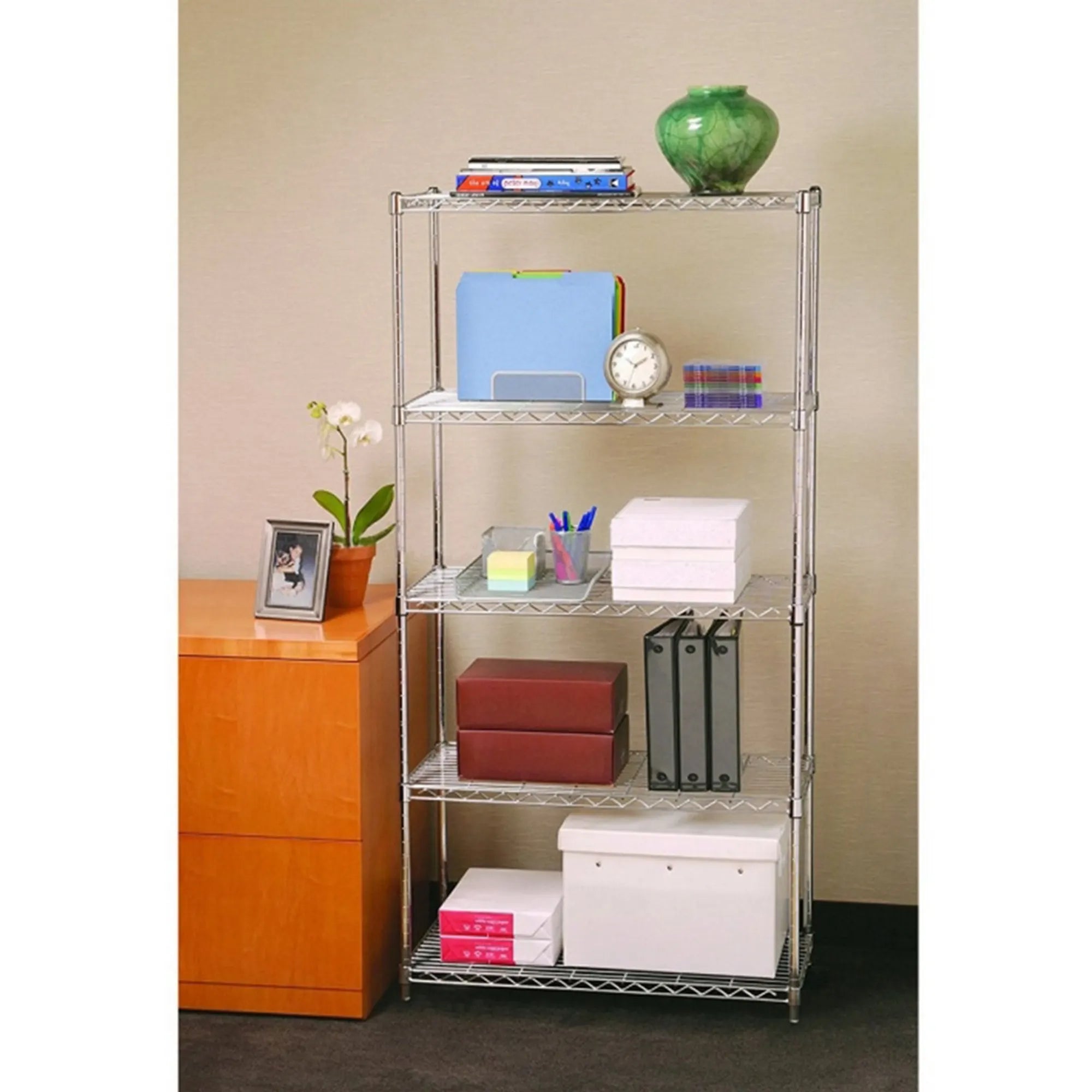 Etajera JUVEN, crom, otel, 90x45x180 cm