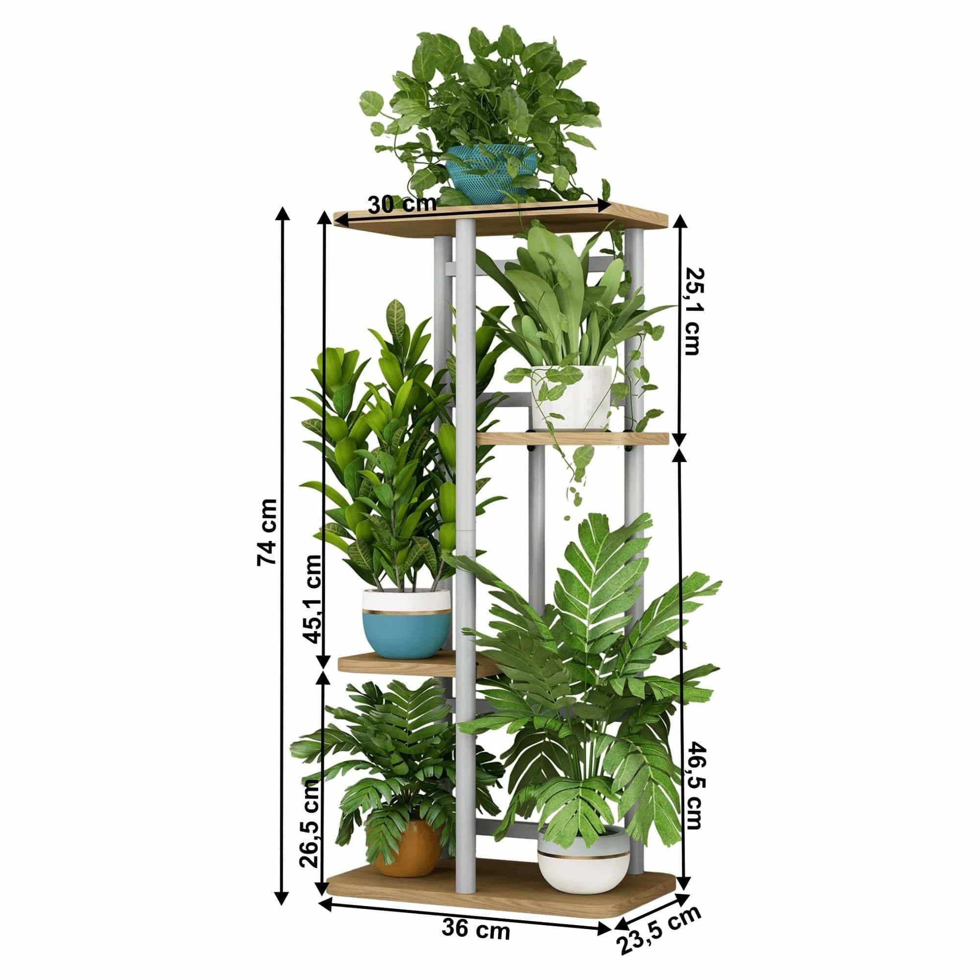 Etajera LEDOR TIP 1, alb/stejar sonoma, DTD/metal, 36x24x74 cm