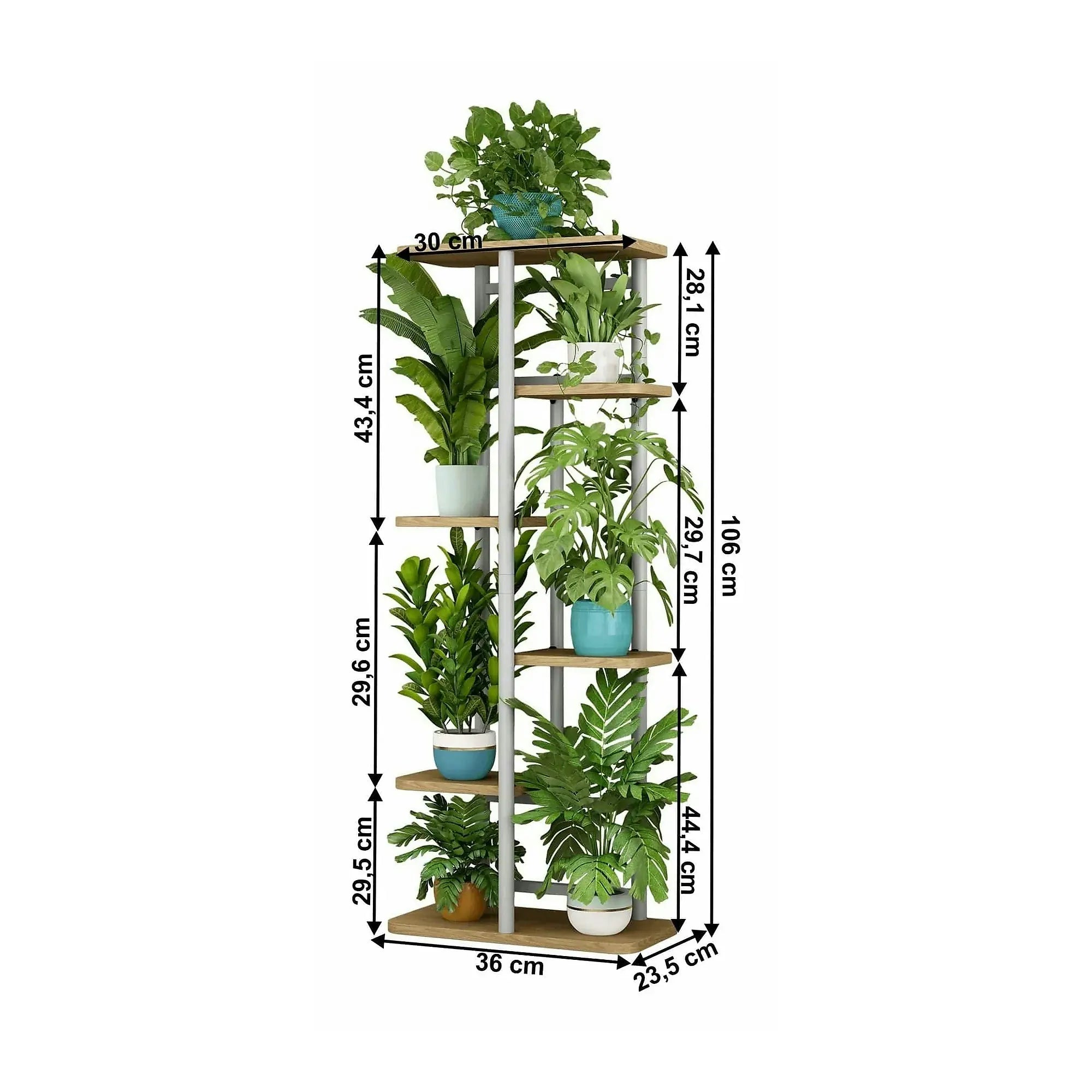 Etajera LEDOR TIP 2, stejar sonoma/alb, DTD/metal, 36x24x106 cm