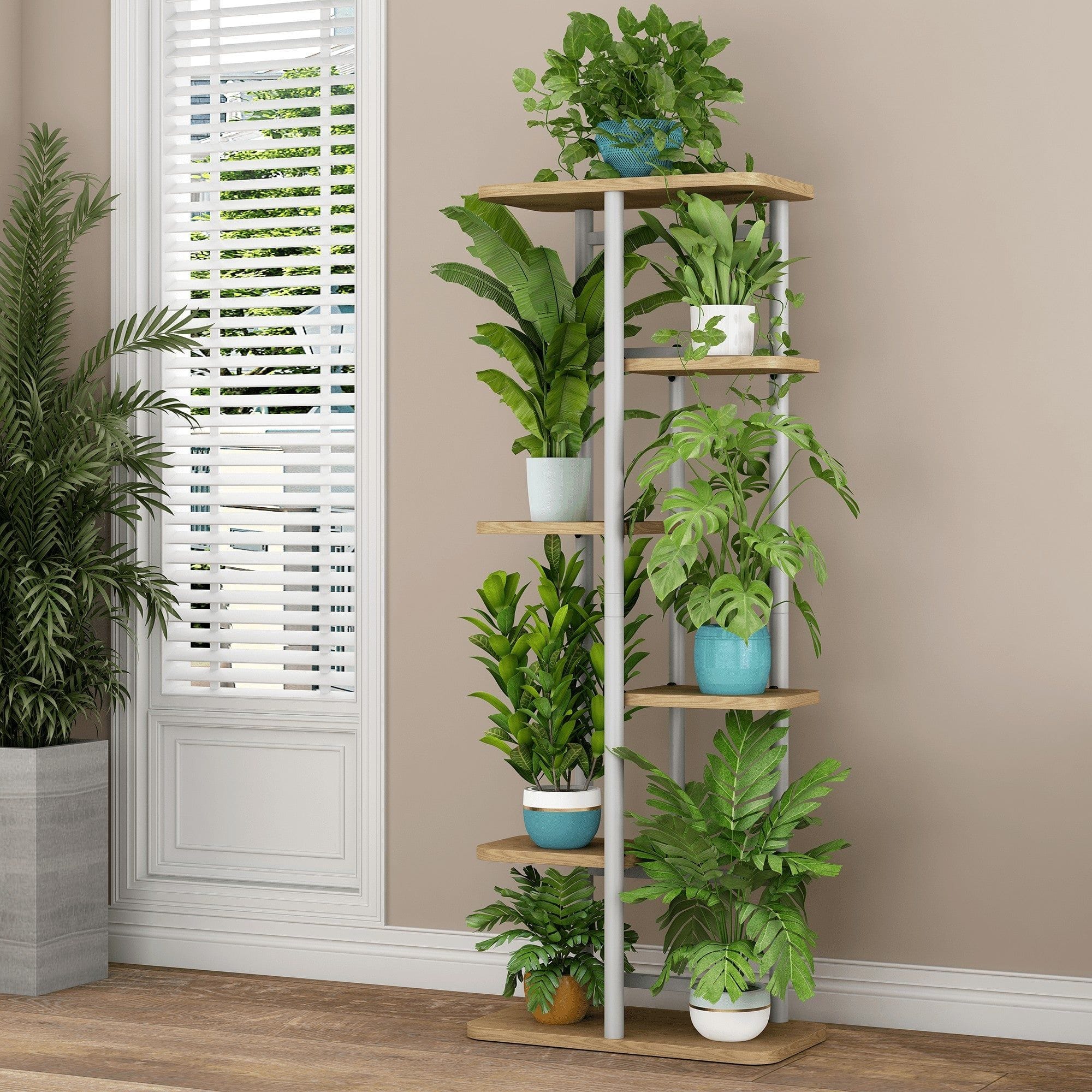 Etajera LEDOR TIP 2, stejar sonoma/alb, DTD/metal, 36x24x106 cm