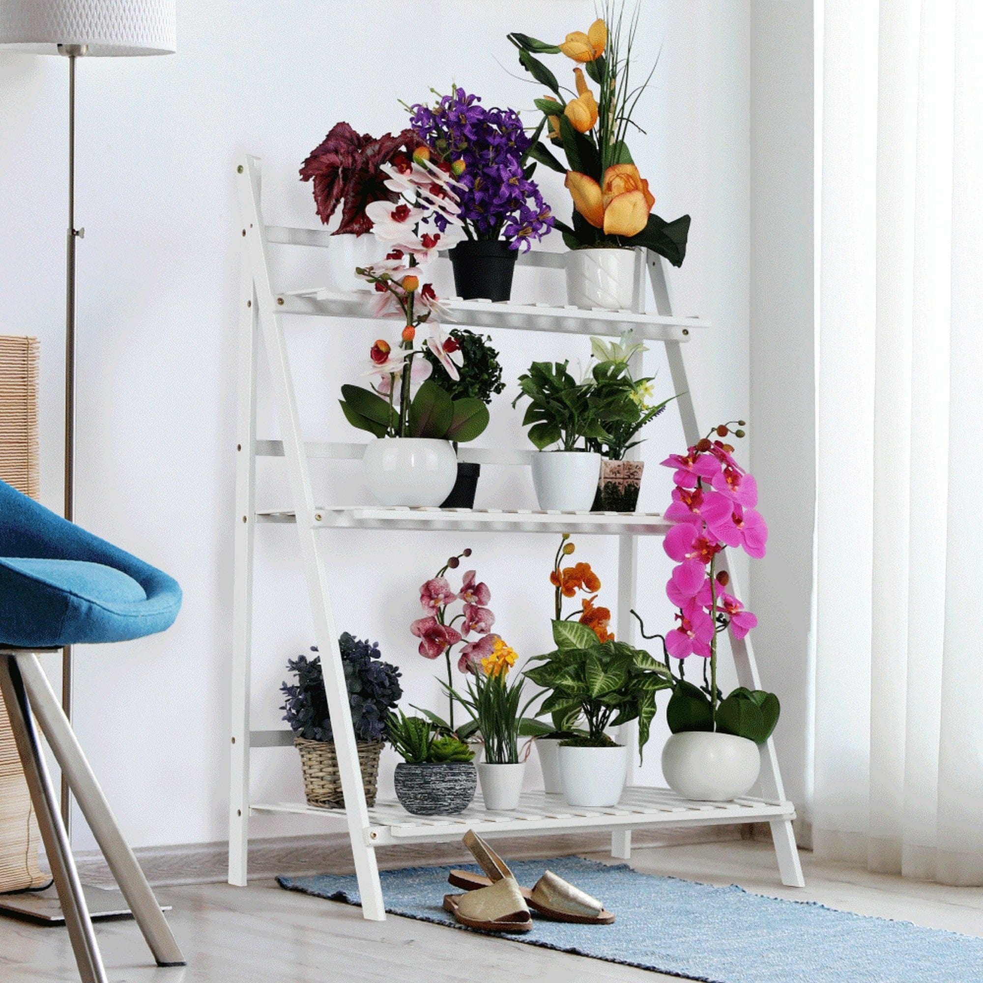 Etajera NEPEL TYP 1, alb, bambus, 70x40x96 cm