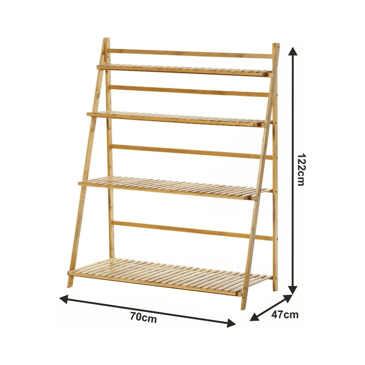 Etajera NEPEL TYP 2, stejar natural, bambus, 70x47x122 cm