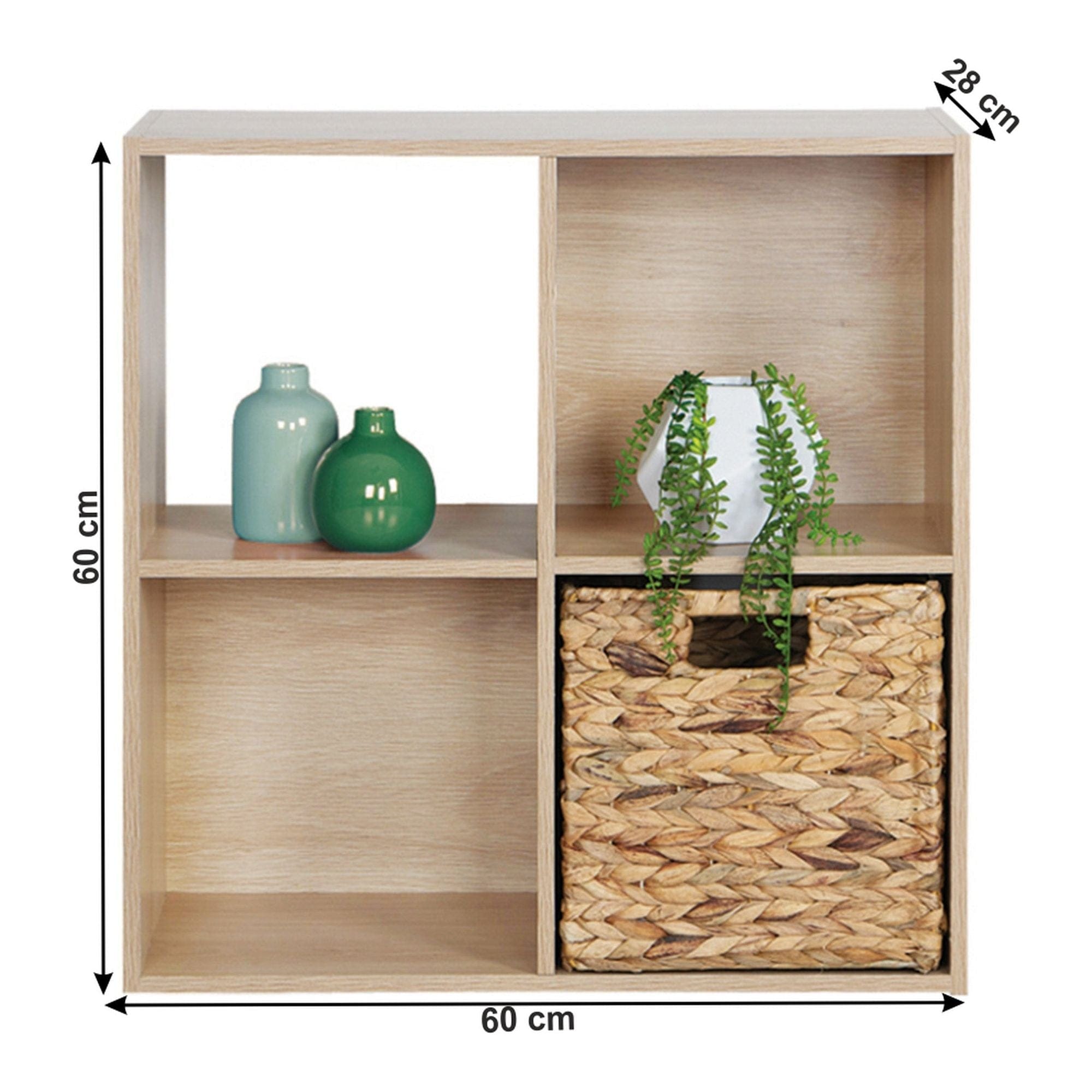 Etajera PRETO, stejar natural, PAL infoliat, 60x28x60 cm