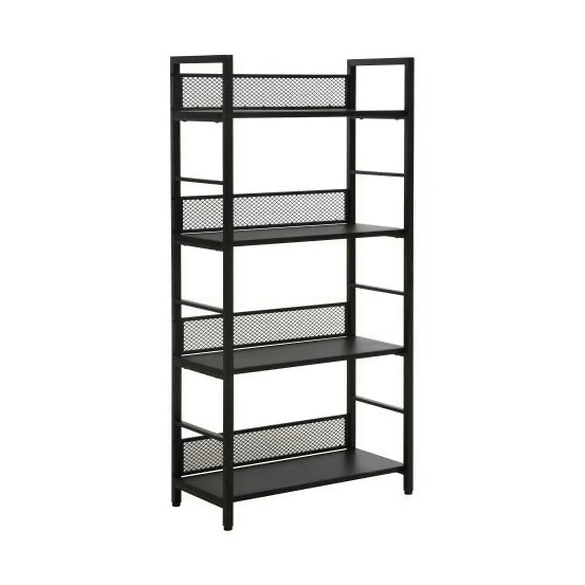 Etajera RAW R4, negru, PAL laminat/metal, 60x28x121 cm