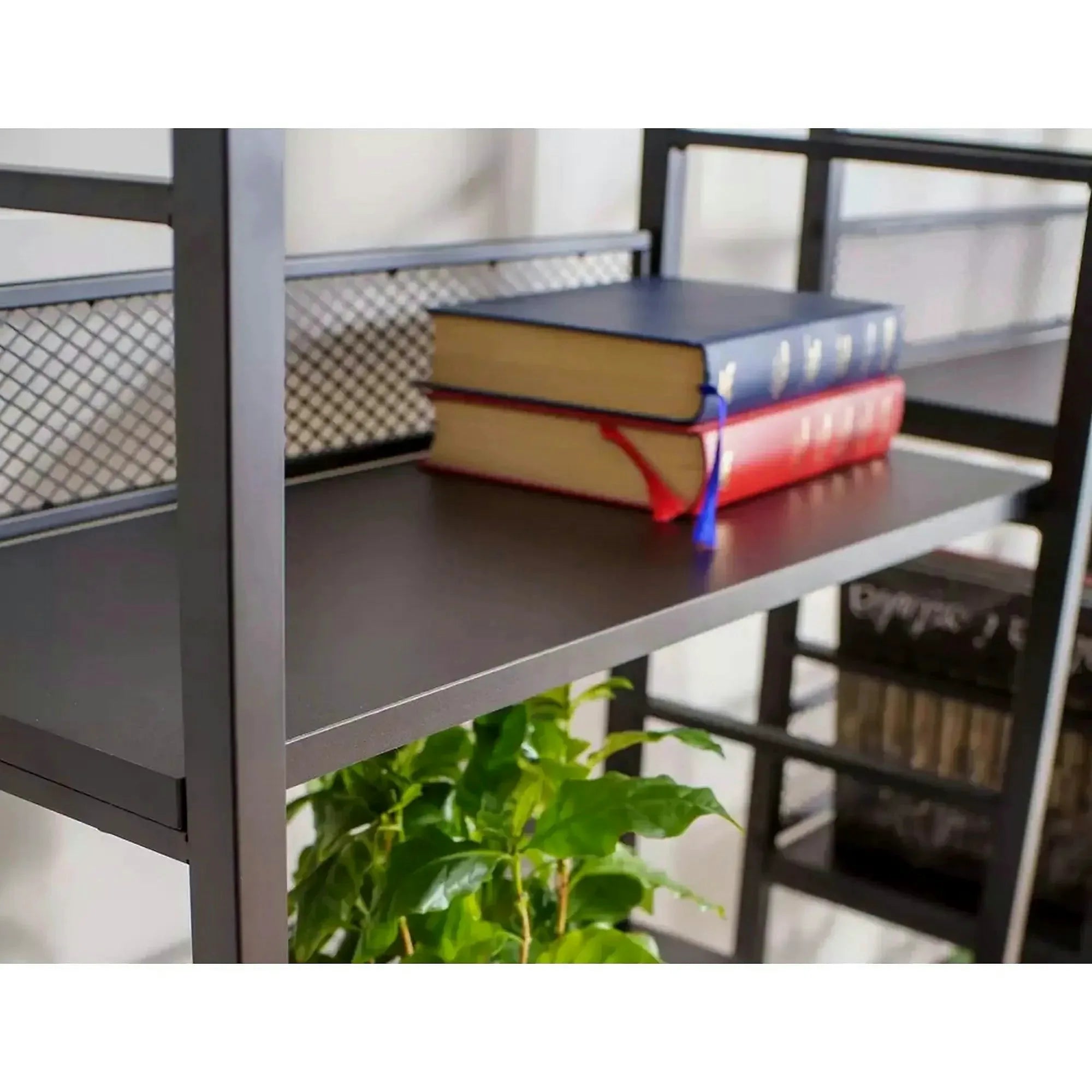 Etajera RAW R5, negru, PAL laminat/metal, 60x28x154 cm