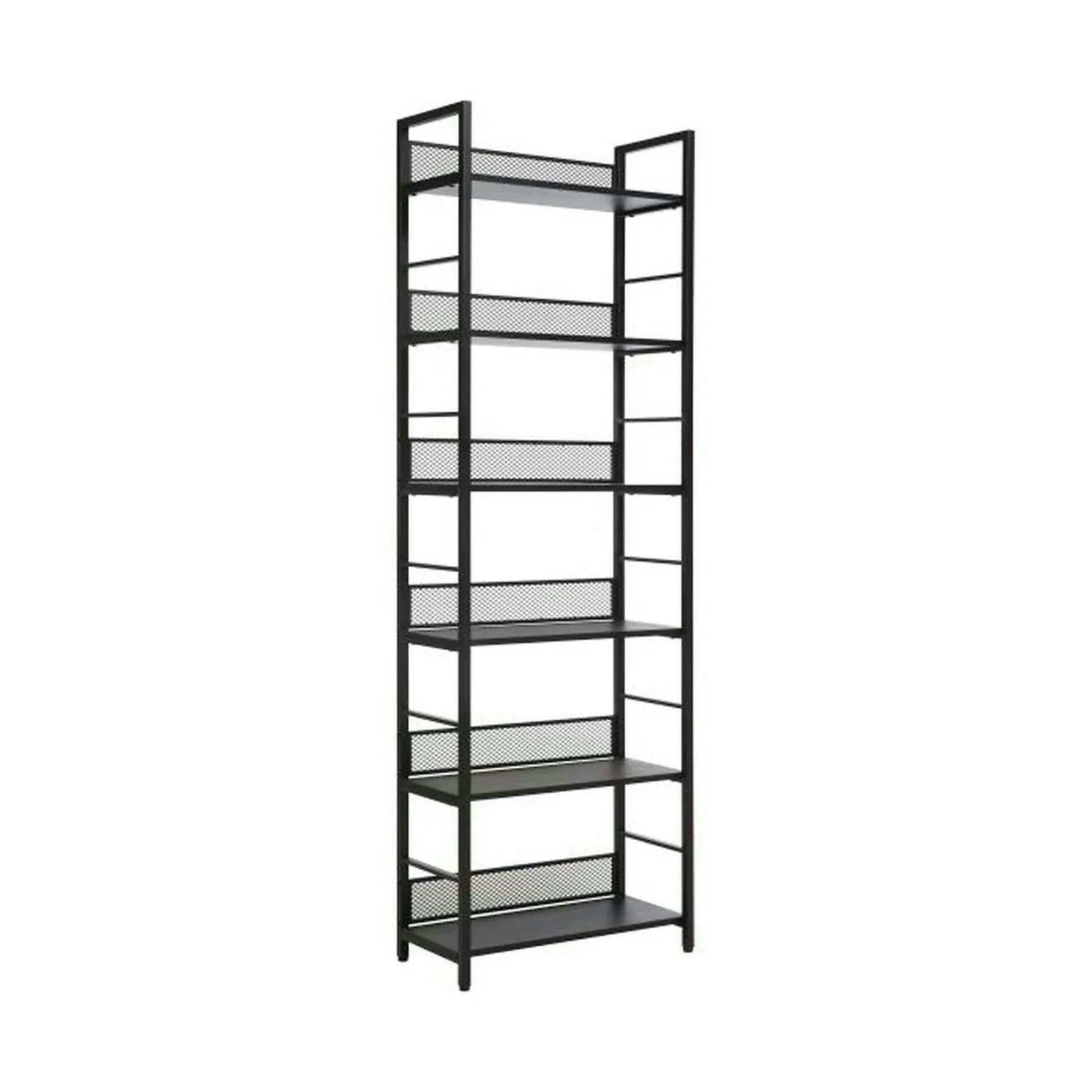 Etajera RAW R6, negru, PAL laminat/metal, 60x28x187 cm