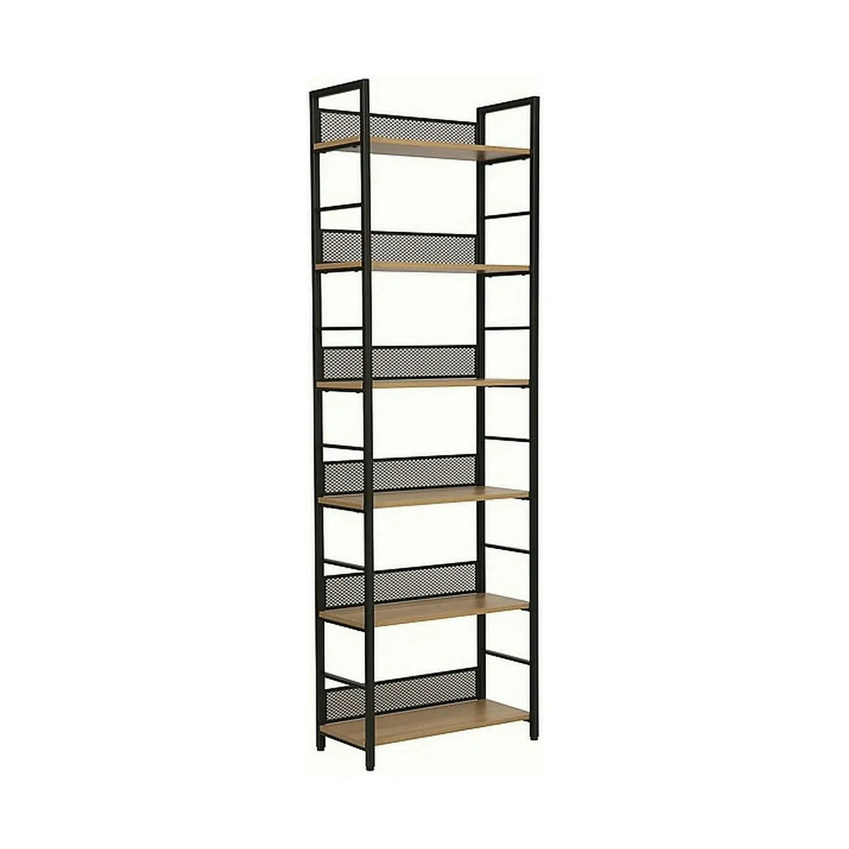 Etajera RAW R6, stejar/negru, PAL laminat/metal, 60x28x187 cm
