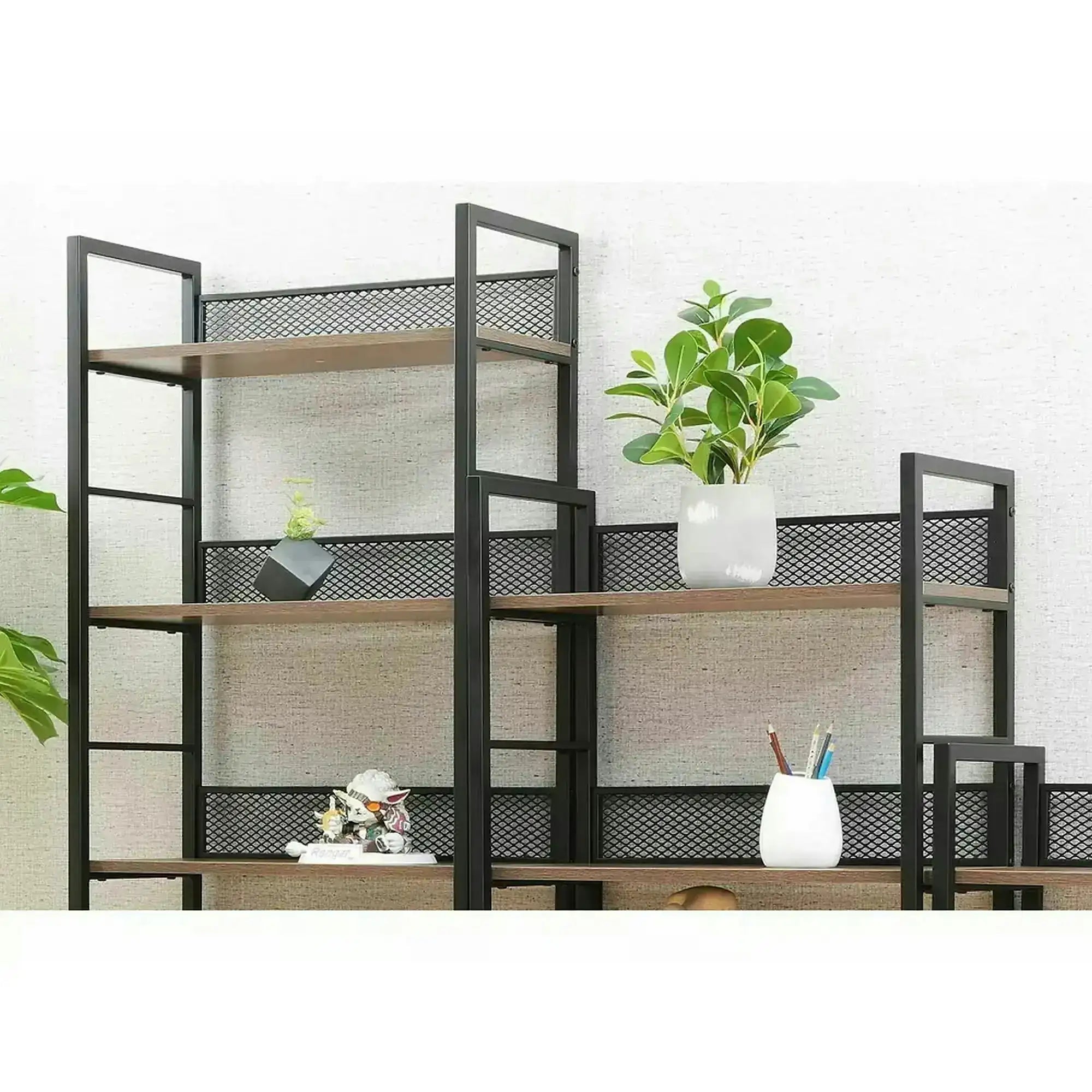 Etajera RAW R6, stejar/negru, PAL laminat/metal, 60x28x187 cm