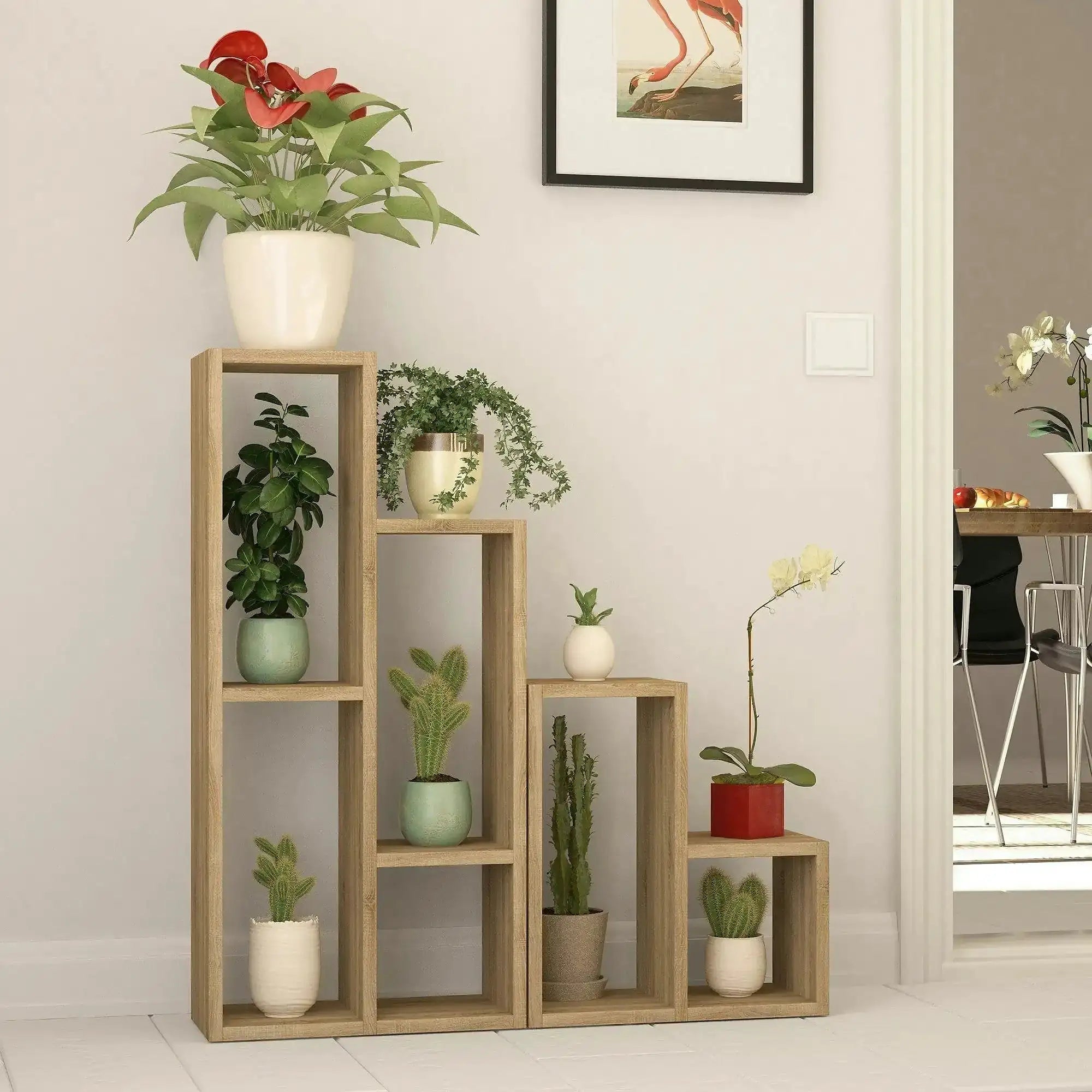 Etajera SULE, stejar, PAL melaminat, 2 piese, 42/42x20/20x89/45 cm