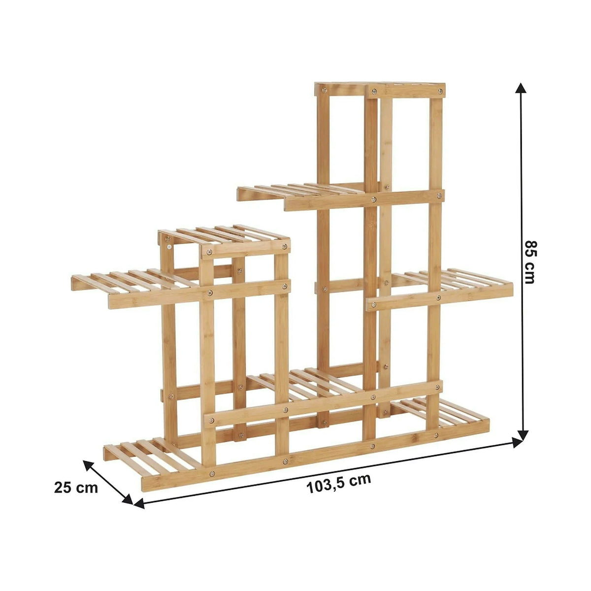 Etajera TABIA, stejar natural, bambus lacuit, 104x25x85 cm
