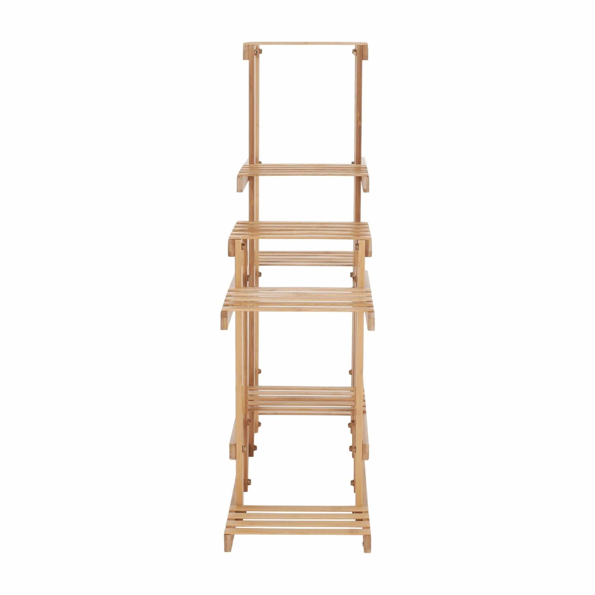 Etajera TABIA, stejar natural, bambus lacuit, 104x25x85 cm