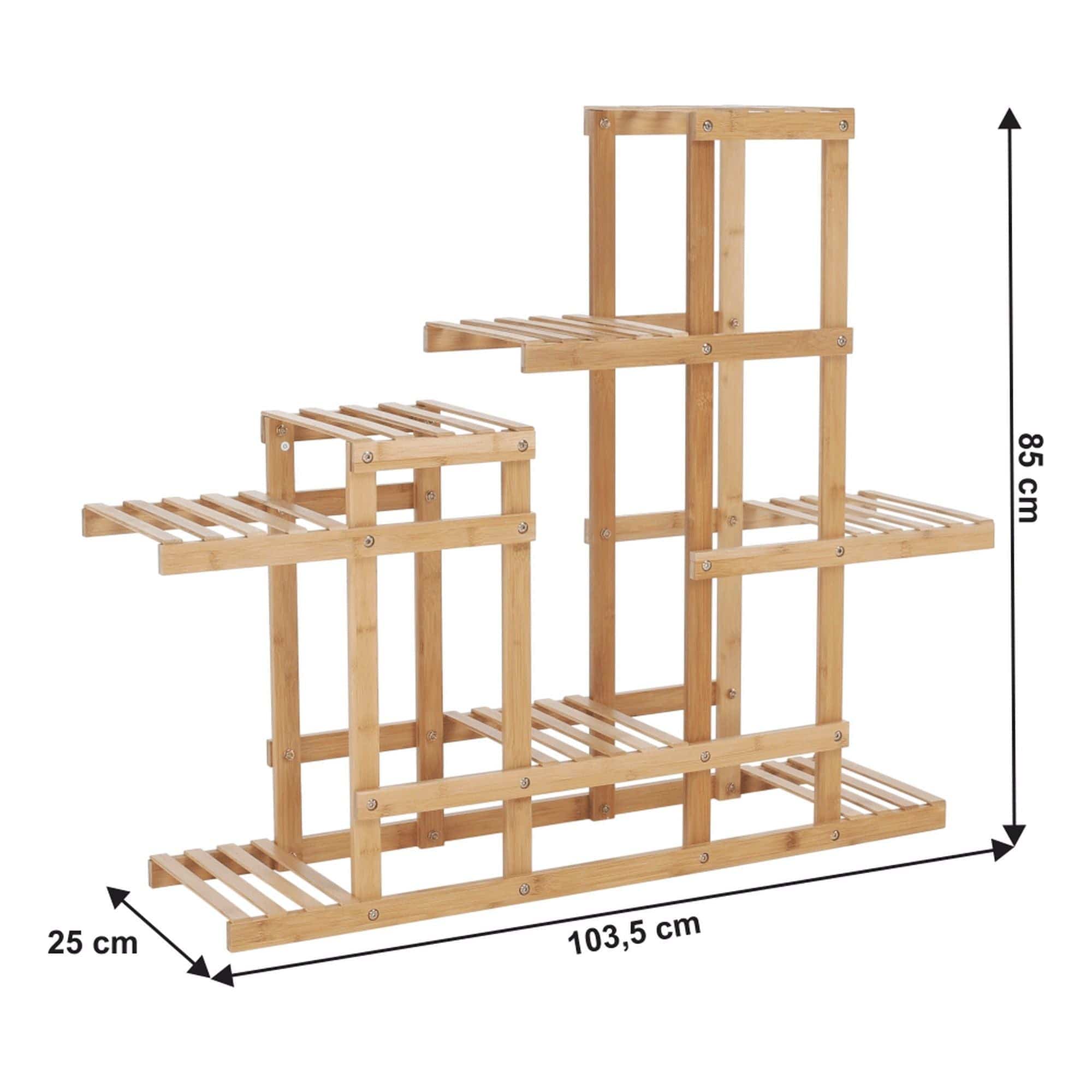 Etajera TABIA, stejar natural, bambus lacuit, 104x25x85 cm