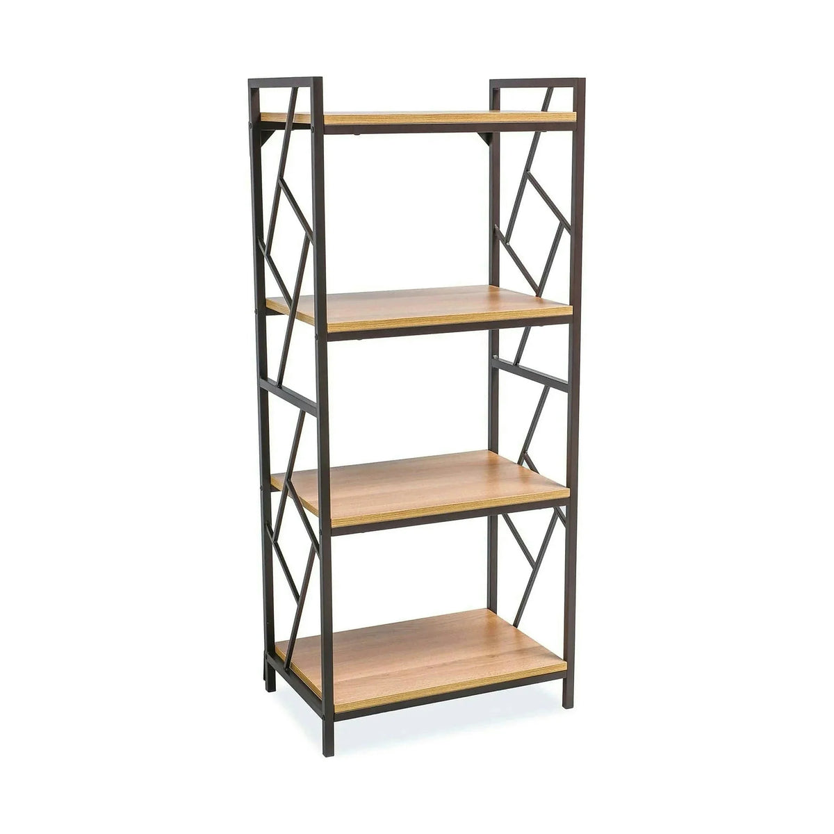 Etajera TABLO R4, stejar/maro inchis, PAL laminat/metal, 60x40x140 cm