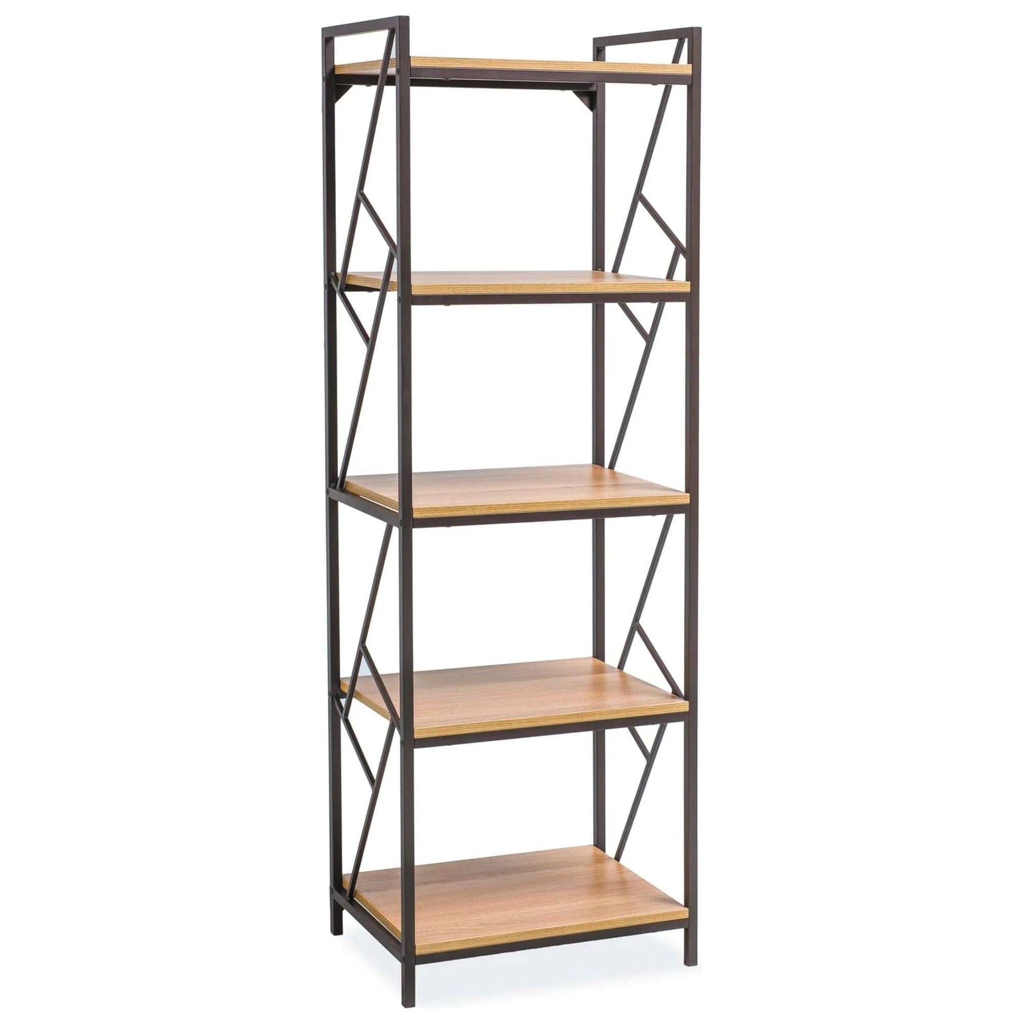 Etajera TABLO R5, stejar/maro inchis, PAL laminat/metal, 60x40x180 cm