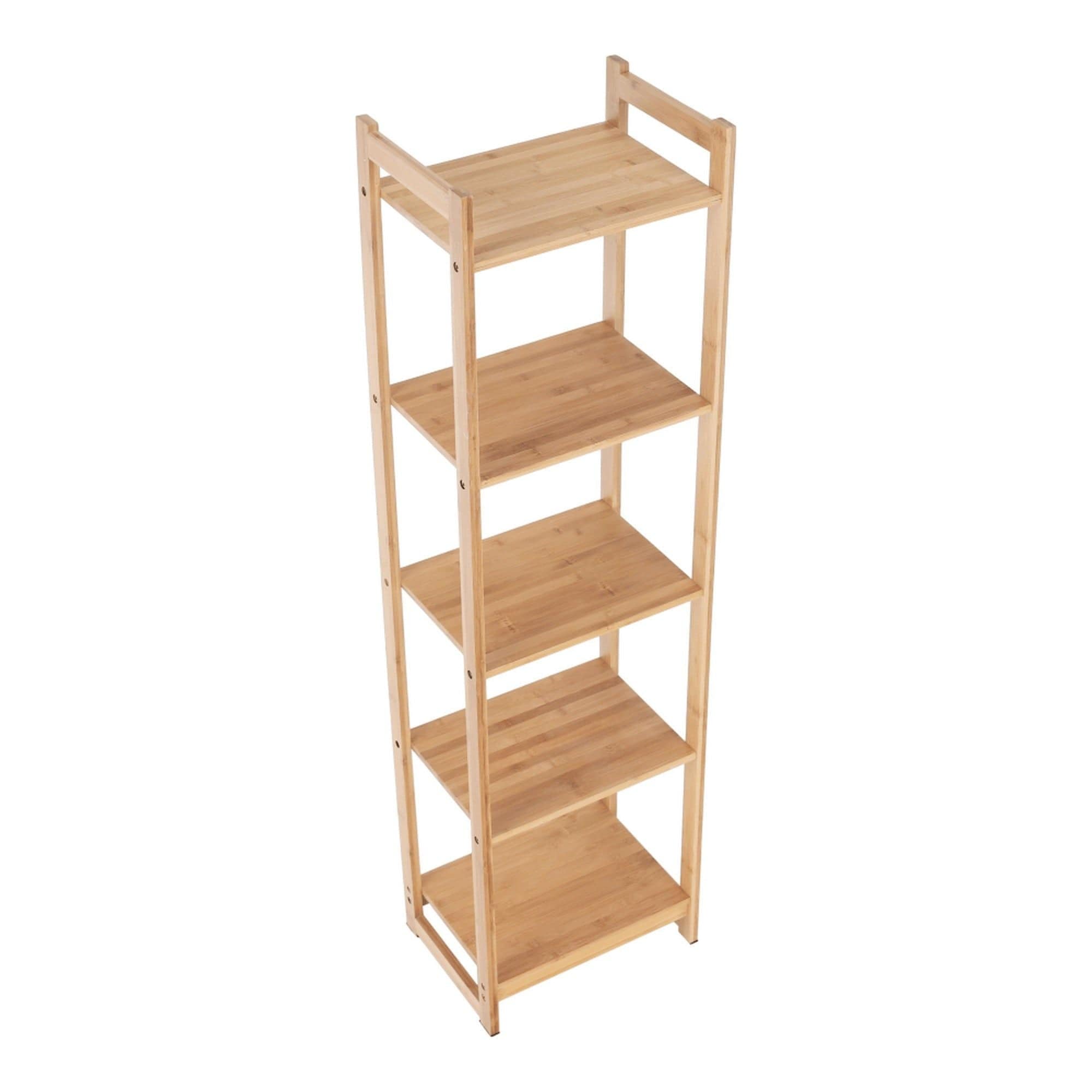 Etajera TIPUL IMPEROR 3, stejar natural, bambus lacuit, 35x25x128 cm