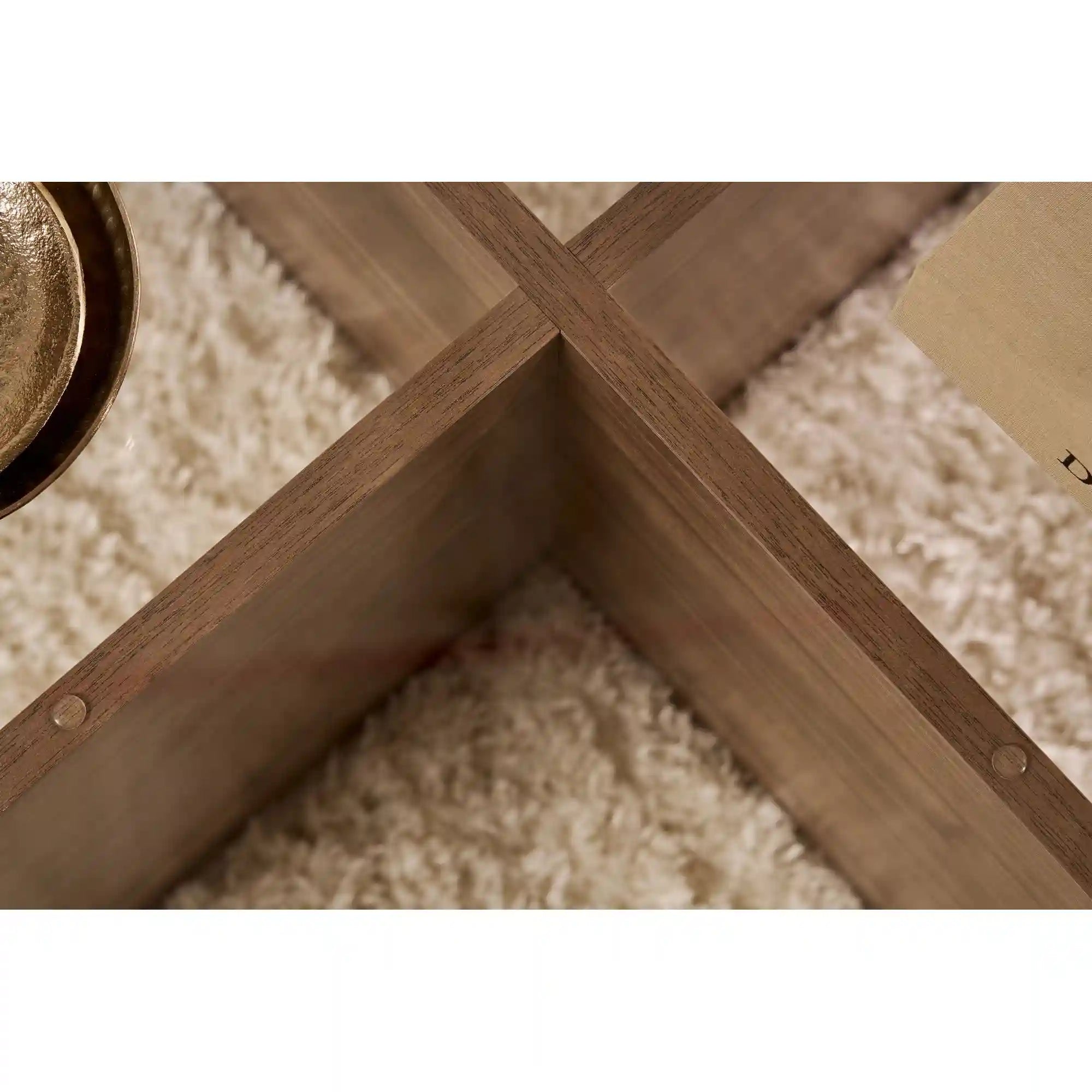 Masuta cafea AERIS, nuc, PAL/sticla, 75x75x35 cm