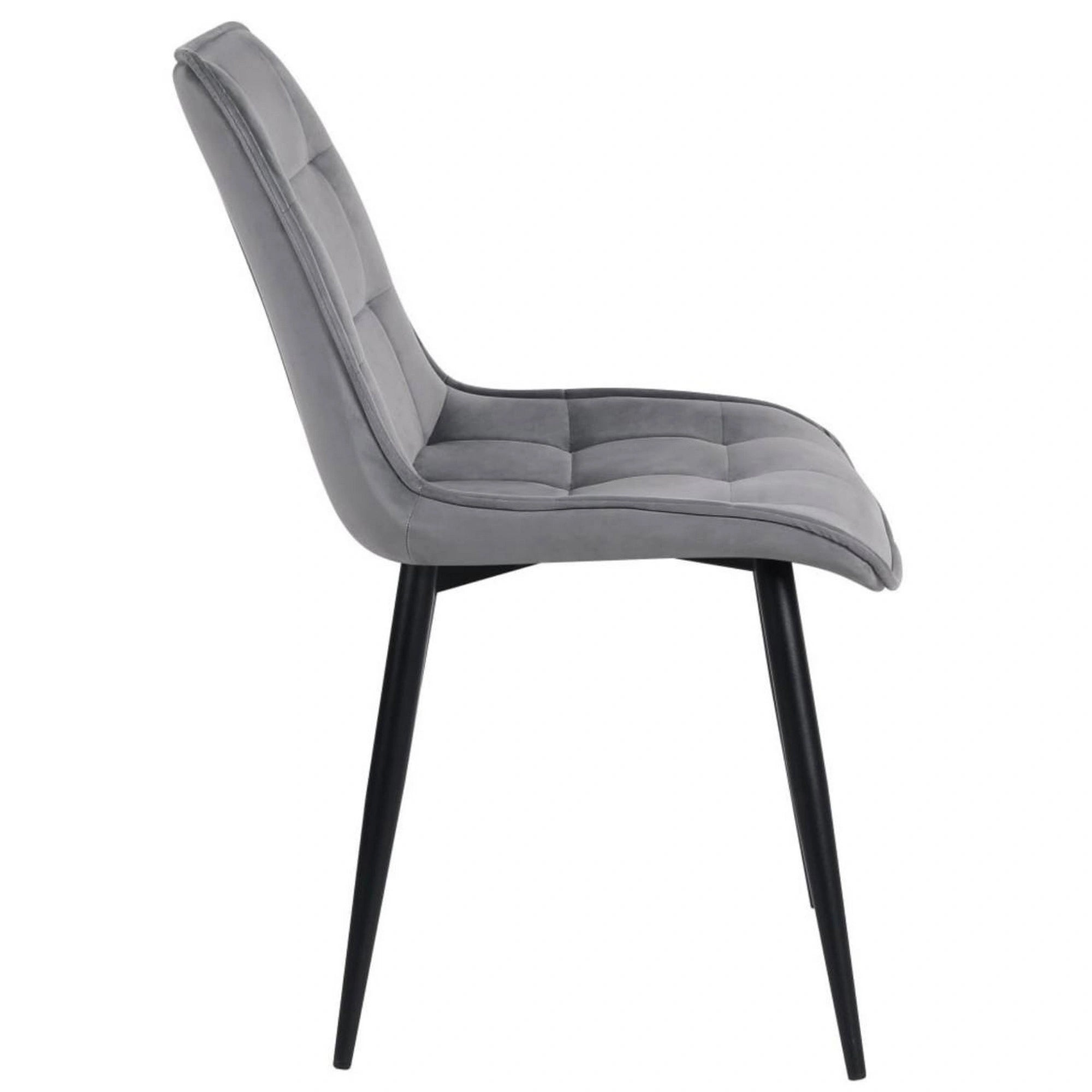 Scaun RON, gri deschis/negru, stofa catifelata/metal, 48x62x87 cm