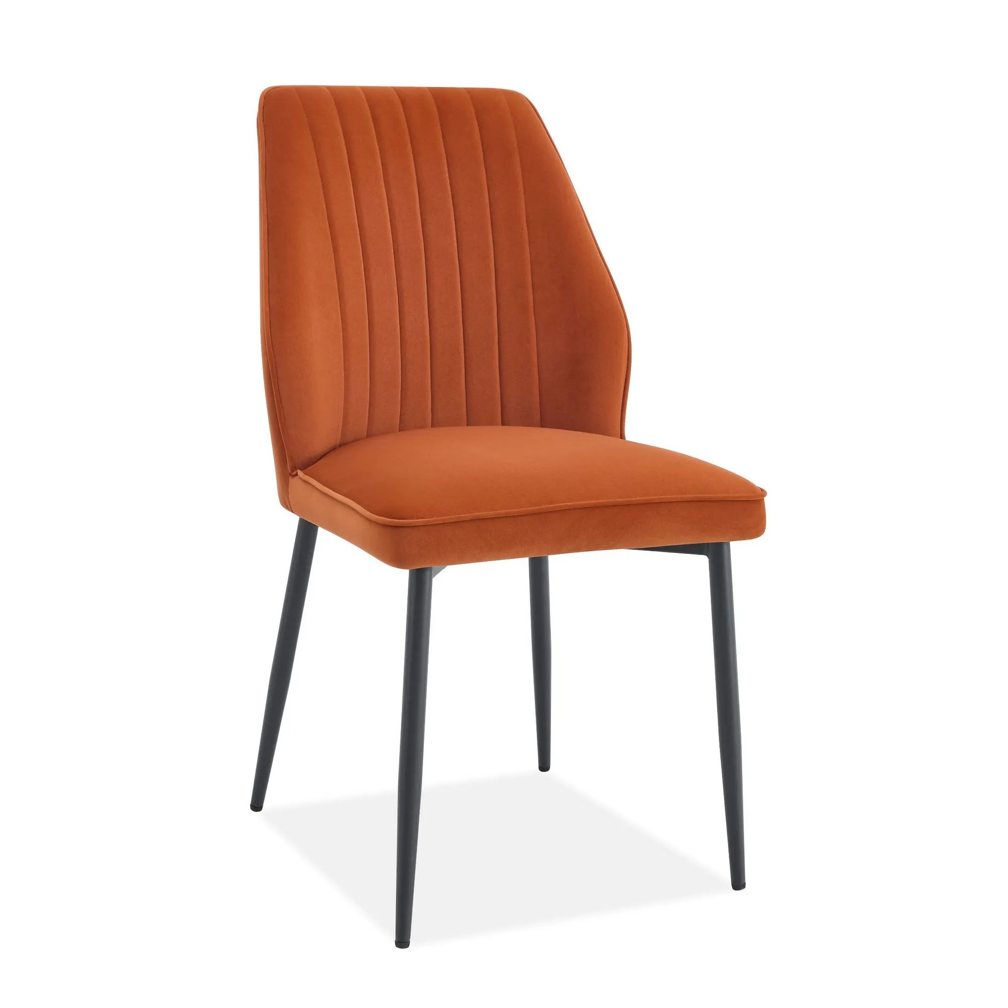 Scaun LEX, caramiziu/negru, stofa catifelata/metal, 47x60x89 cm