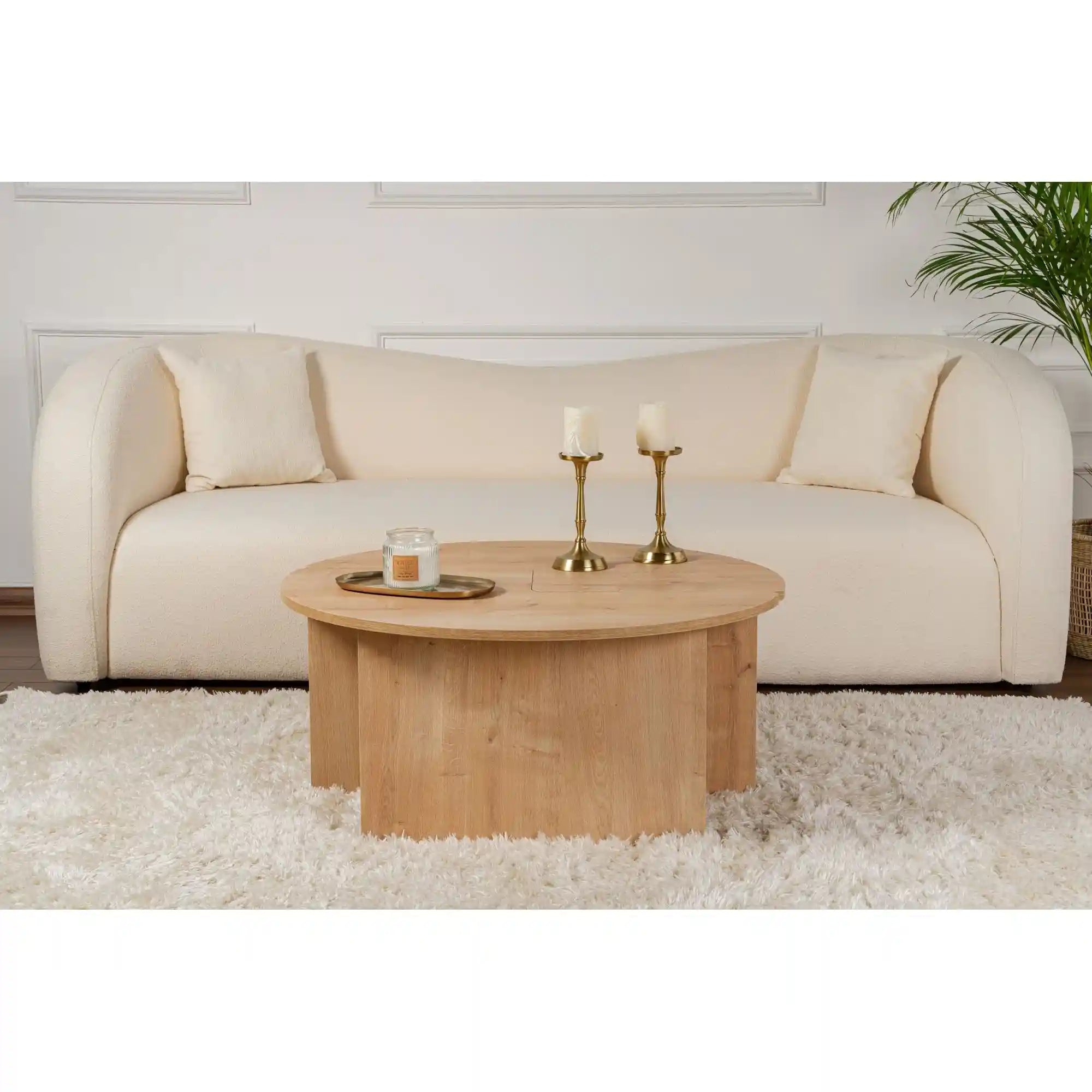 Masuta cafea MOIRA, stejar, PAL, 90x90x41 cm