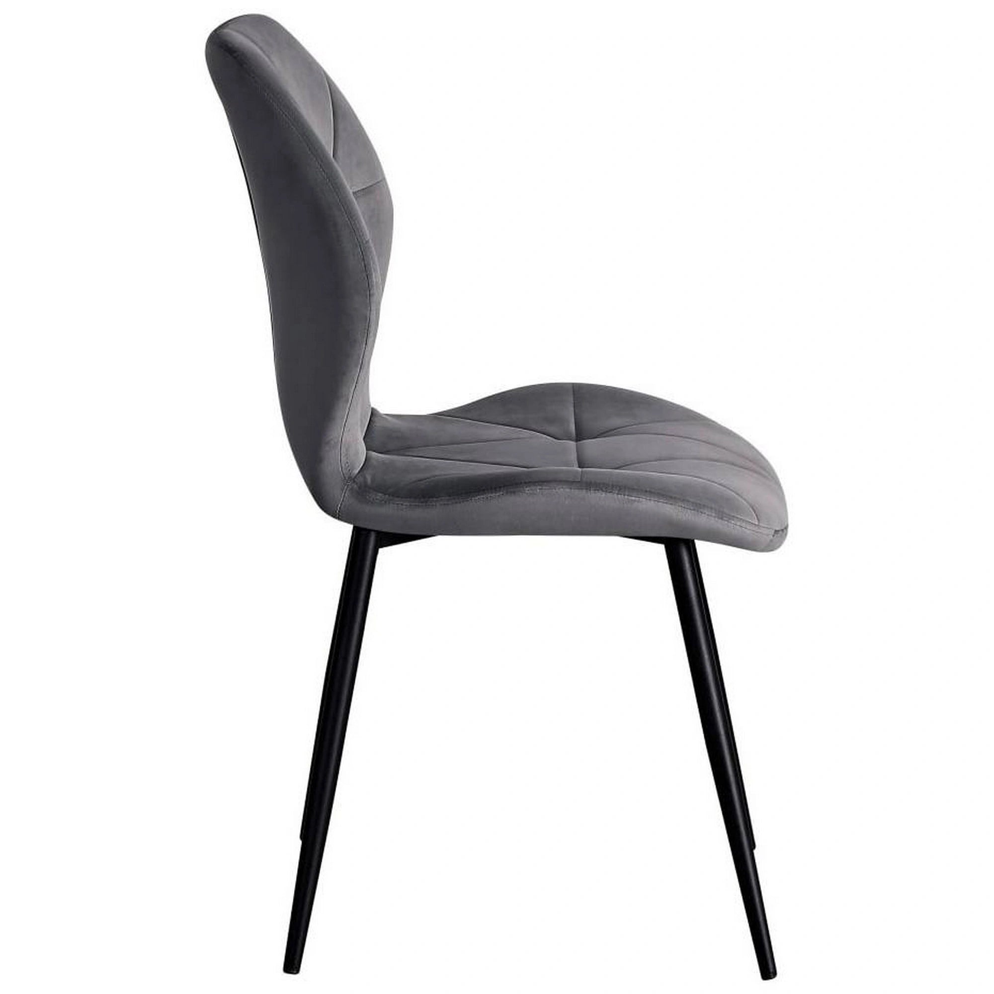 Scaun KEN, gri inchis/negru, stofa catifelata/metal, 47x55x87 cm