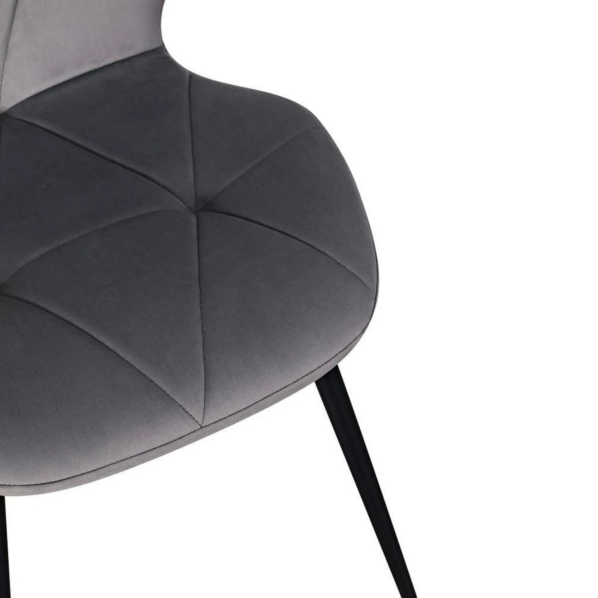 Scaun KEN, gri inchis/negru, stofa catifelata/metal, 47x55x87 cm