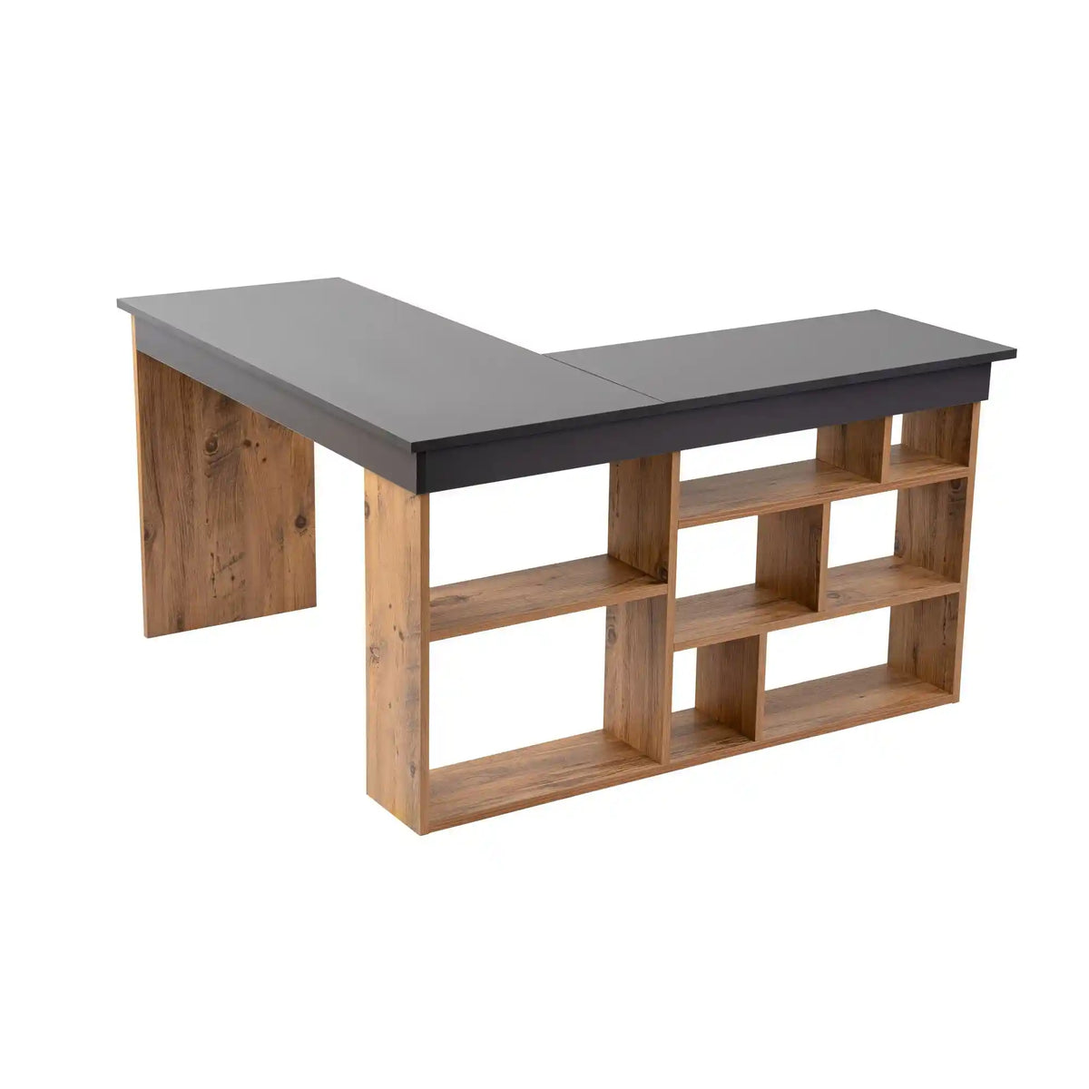 Birou VESPER, gri antracit/pin atlantic, PAL melaminat, 130x120x72 cm