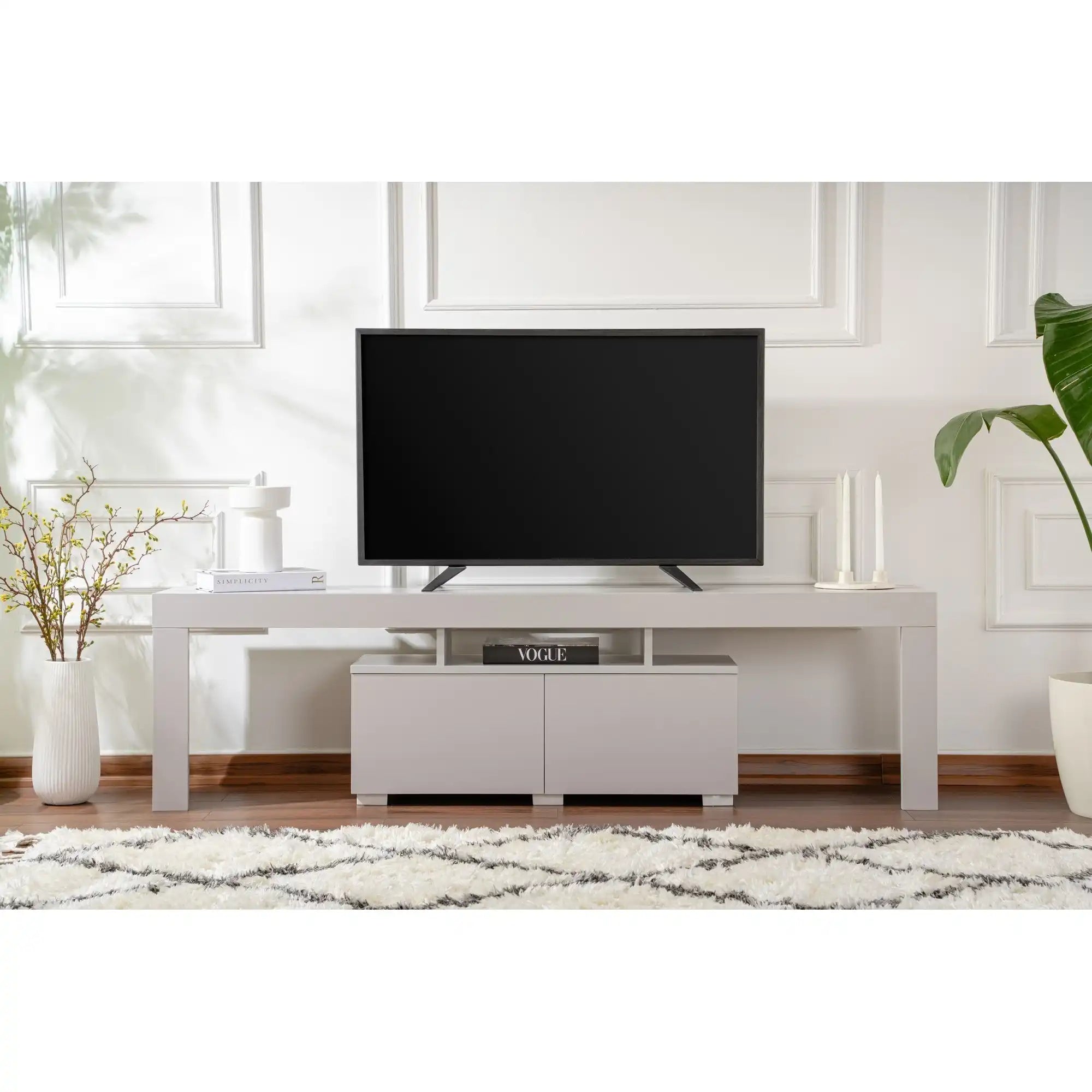 Comoda TV ENCLAVE, gri, PAL, 180x32x50 cm