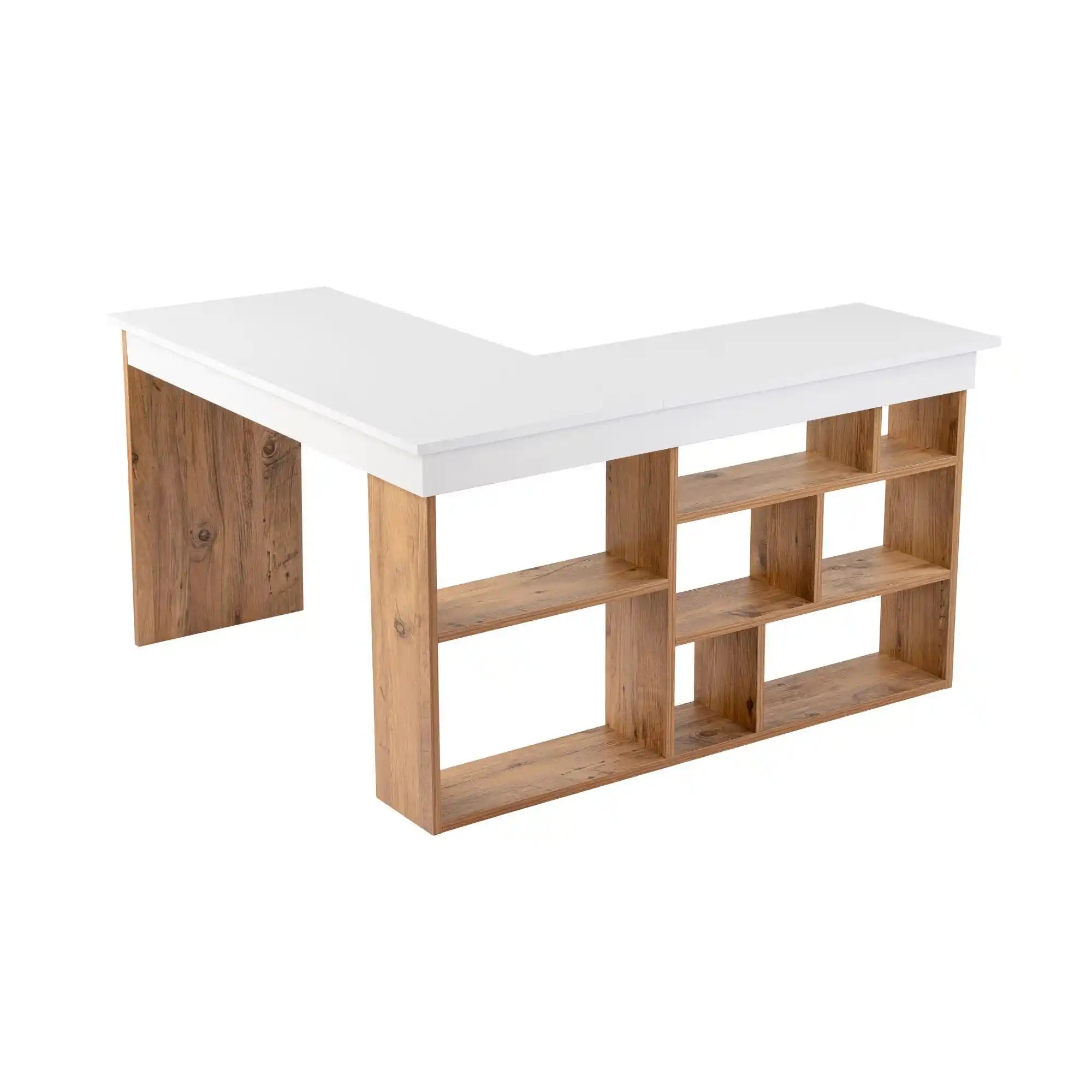 Birou VESPER, alb/pin atlantic, PAL melaminat, 130x120x72 cm