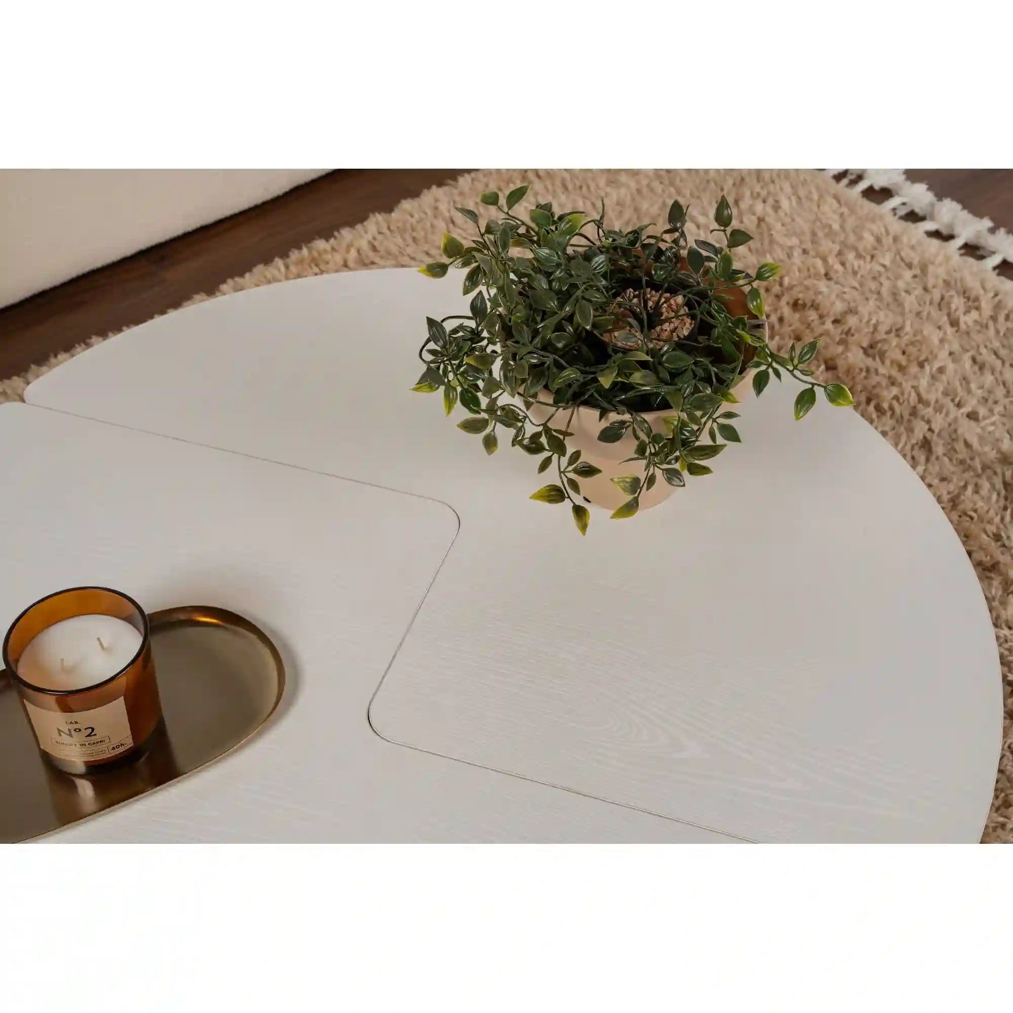 Masuta cafea MOIRA, alb, PAL, 90x90x41 cm