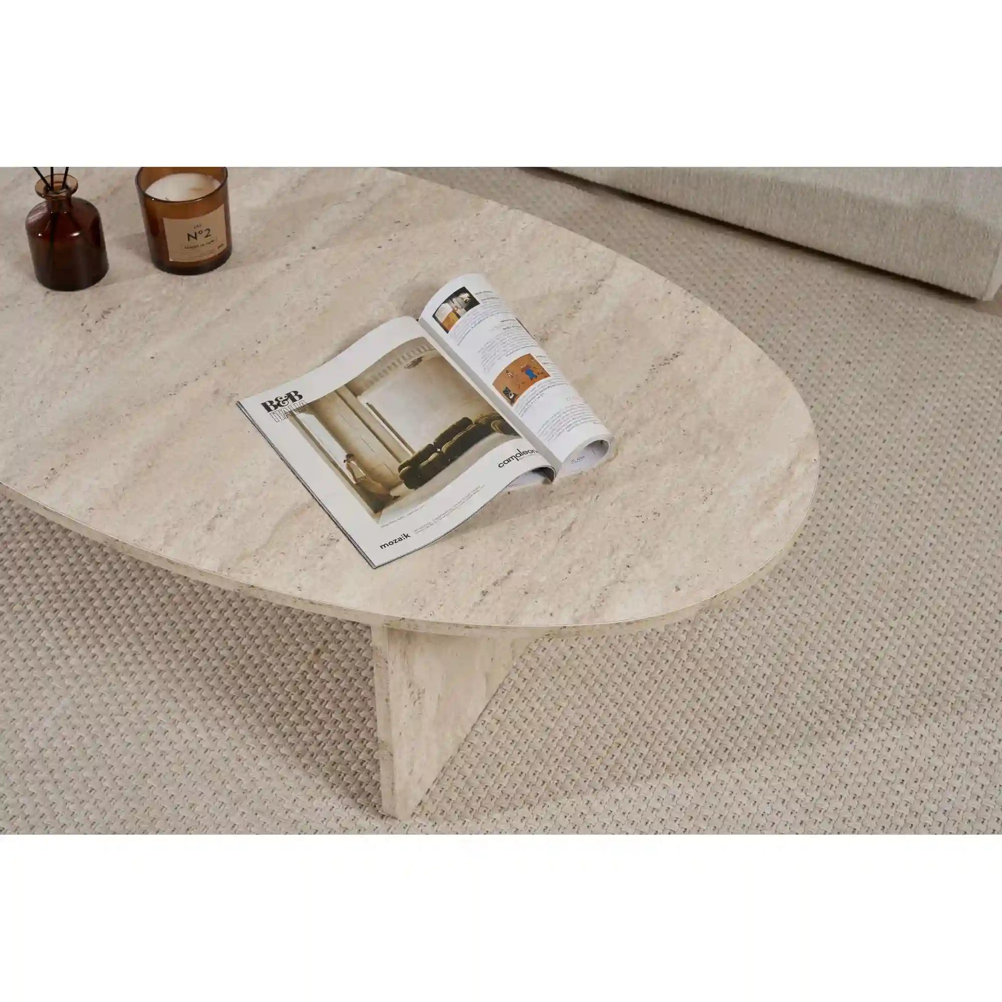 Masuta cafea ORBA, travertin, PAL, 120x65x40 cm