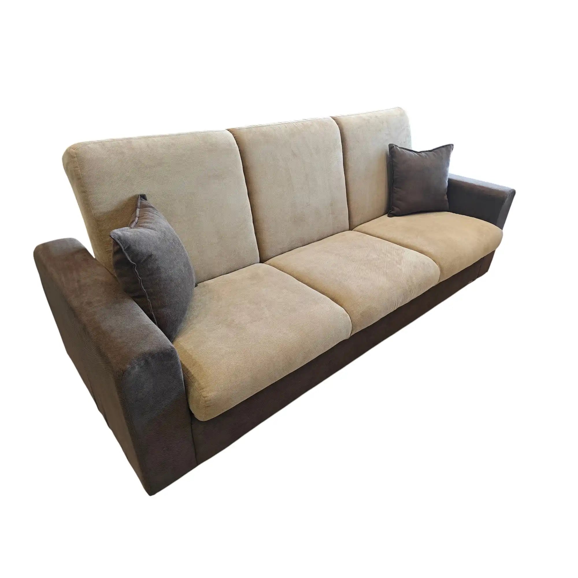 Canapea extensibila RE, stofa clasica bej - Soro 8/maro - Soro 28, cu lada depozitare, 225x90x95 cm