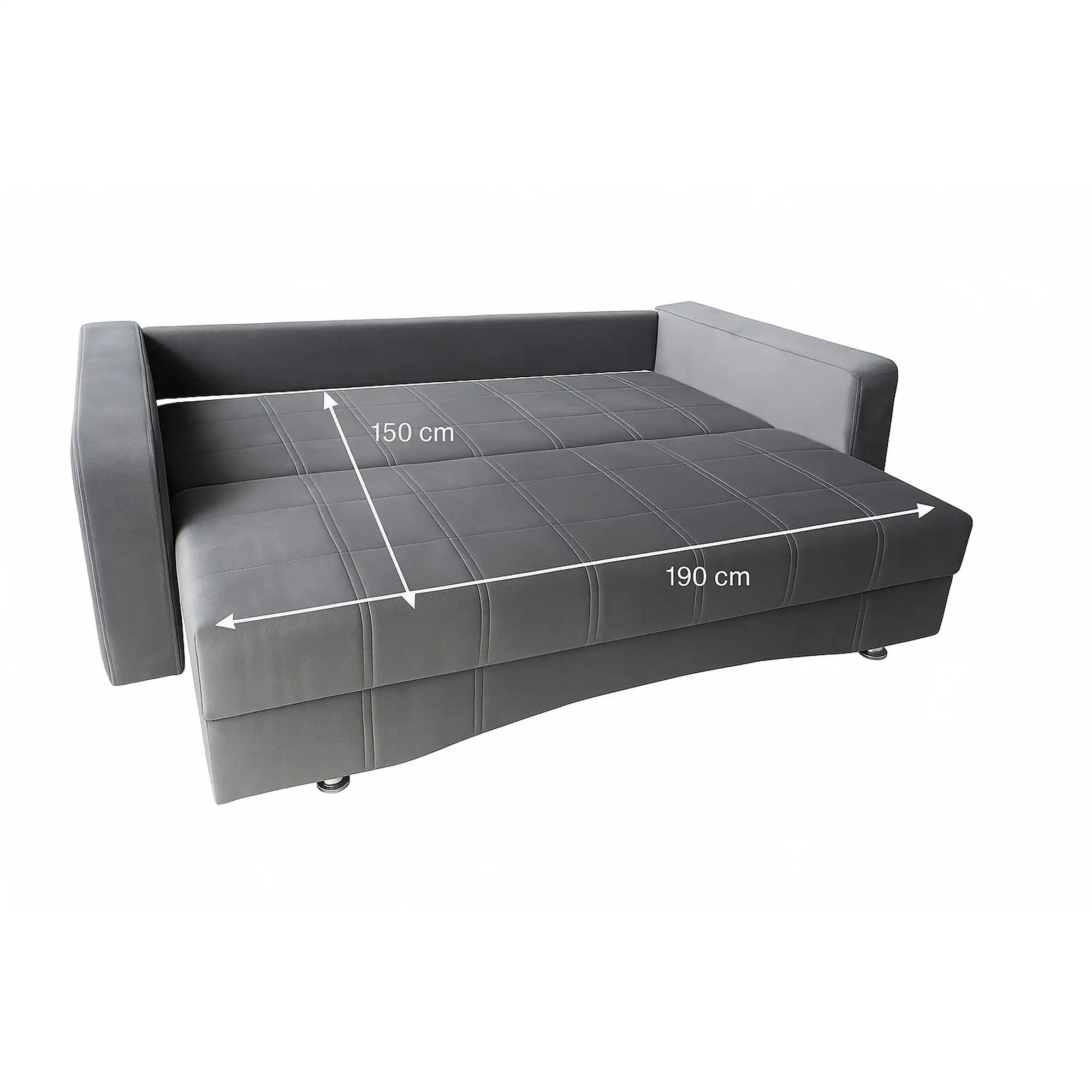 Canapea extensibila ROYAL MATLASAT, stofa clasica gri - Soro 91, cu lada depozitare, 235x105x80 cm